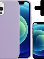 LUQ LUQ iPhone 12 Pro Hoesje Siliconen Lila En Screenprotector met dichte notch