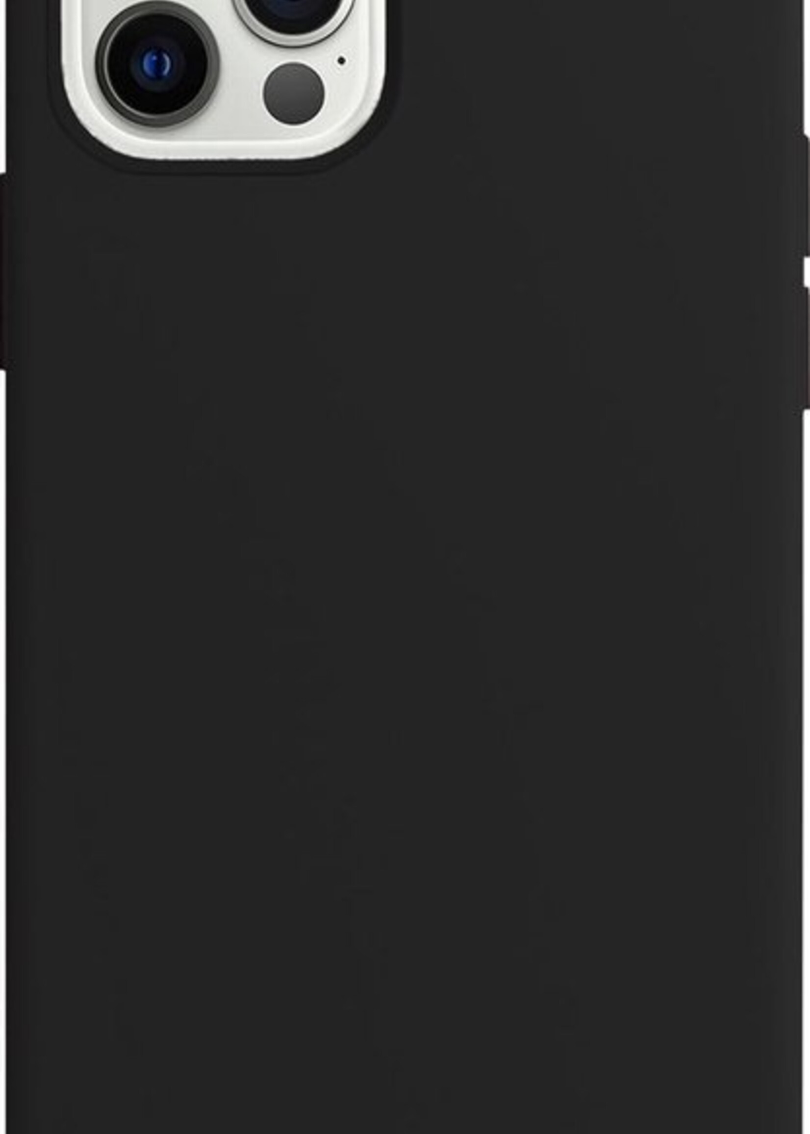 LUQ LUQ iPhone 12 Pro Hoesje Siliconen Zwart En Screenprotector met dichte notch