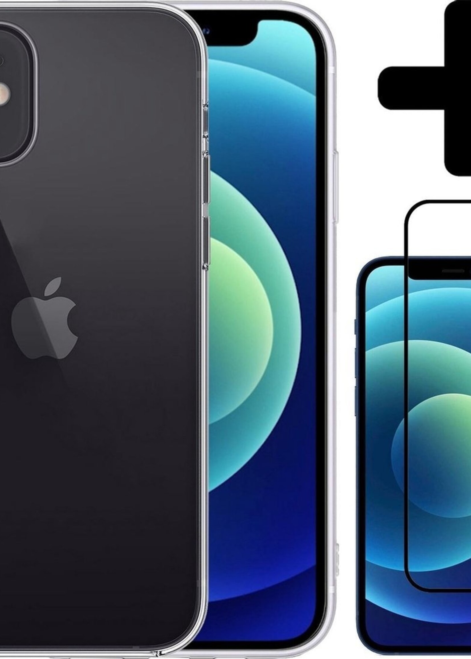 LUQ LUQ iPhone 12 Mini Hoesje Siliconen Transparant En Screenprotector Full Cover