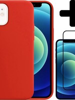 LUQ LUQ iPhone 12 Mini Hoesje Siliconen Rood En Screenprotector Full Cover