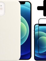 LUQ LUQ iPhone 12 Mini Hoesje Siliconen Wit En Screenprotector Full Cover