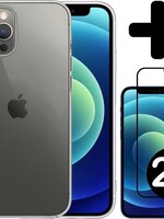 LUQ LUQ iPhone 12 Pro Max Hoesje Siliconen Transparant En 2x Screenprotector Full Cover