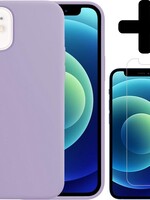 LUQ LUQ iPhone 12 Mini Hoesje Siliconen Lila En Screenprotector