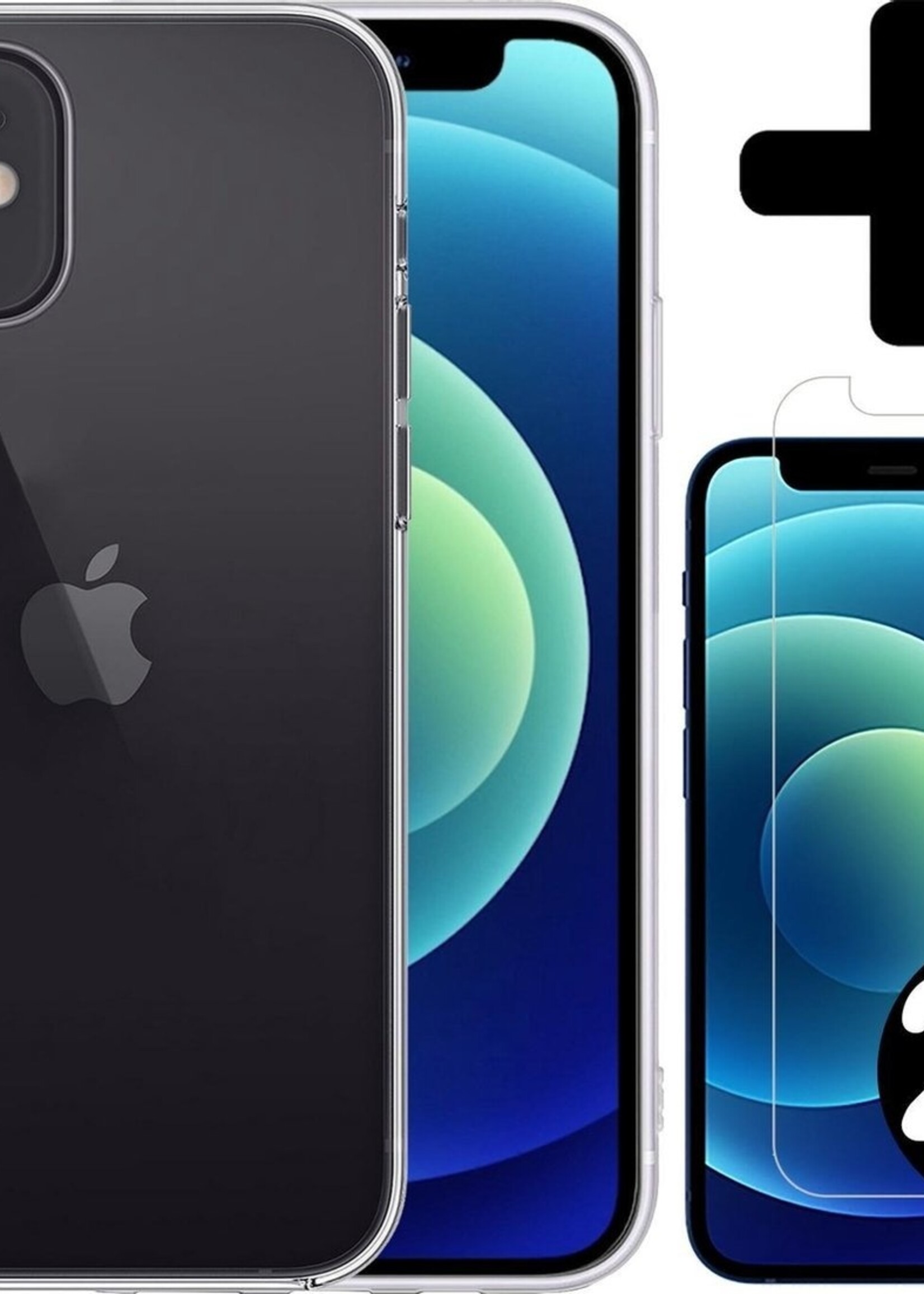 LUQ LUQ iPhone 12 Mini Hoesje Siliconen Transparant En 2x Screenprotector