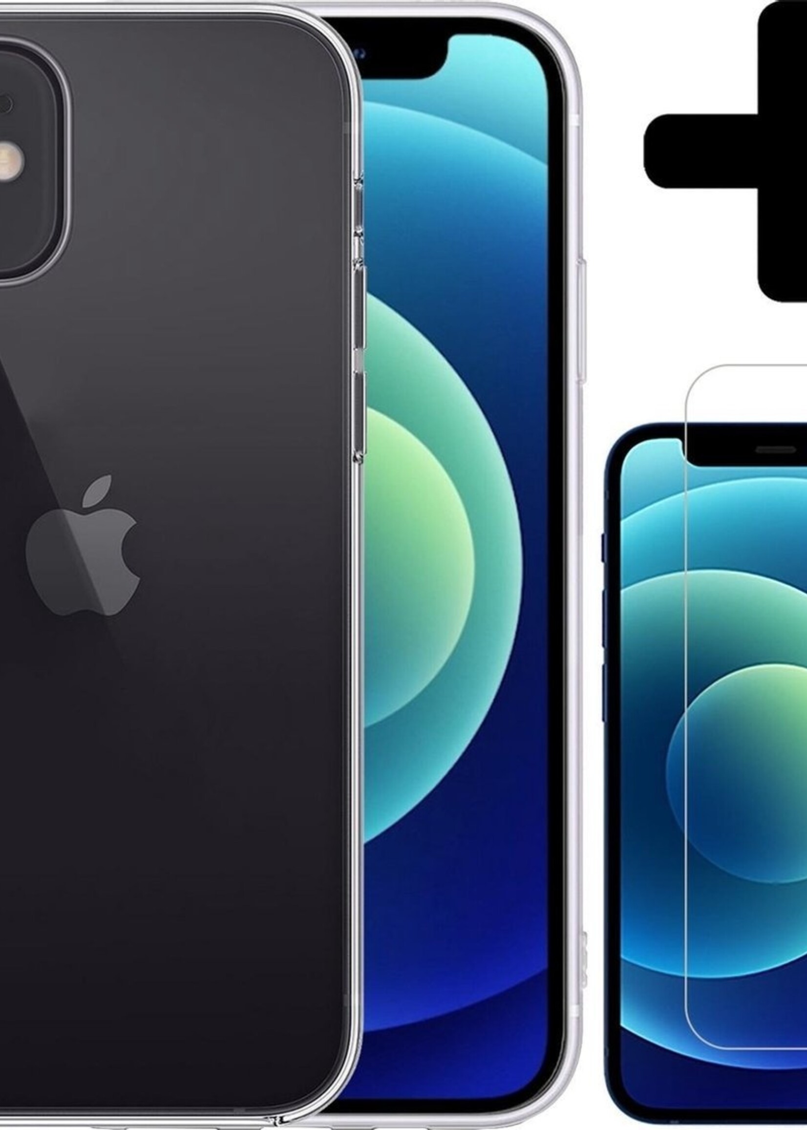 LUQ LUQ iPhone 12 Mini Hoesje Siliconen transparant En Screenprotector met dichte notch