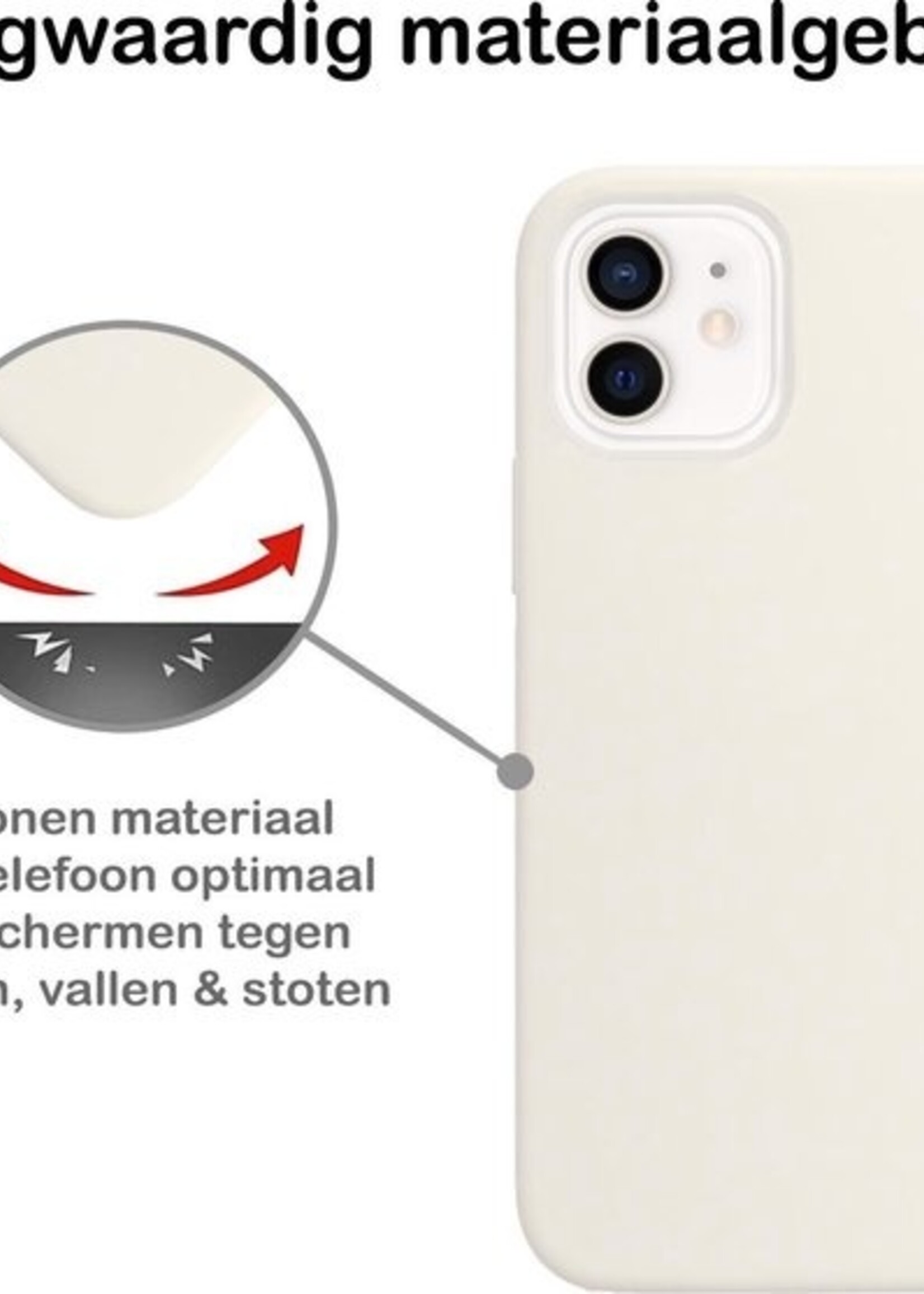 LUQ LUQ iPhone 12 Mini Hoesje Siliconen Wit En Screenprotector met dichte notch