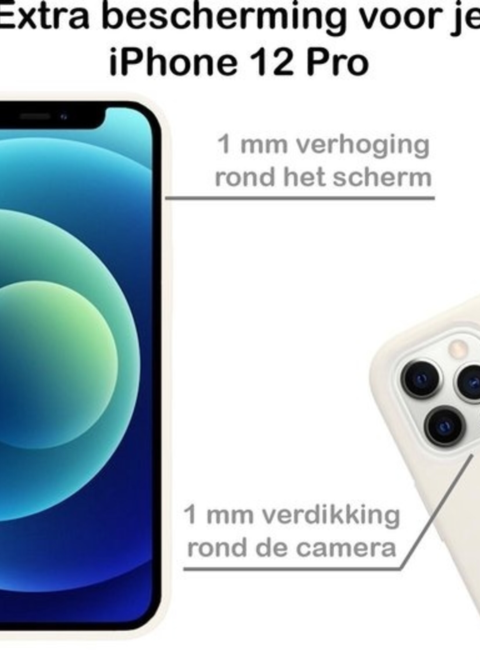 LUQ LUQ iPhone 12 Pro Max Hoesje Siliconen Wit En Screenprotector met dichte notch