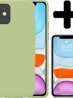 LUQ LUQ iPhone 11 Hoesje Siliconen Case Met Screenprotector - Groen