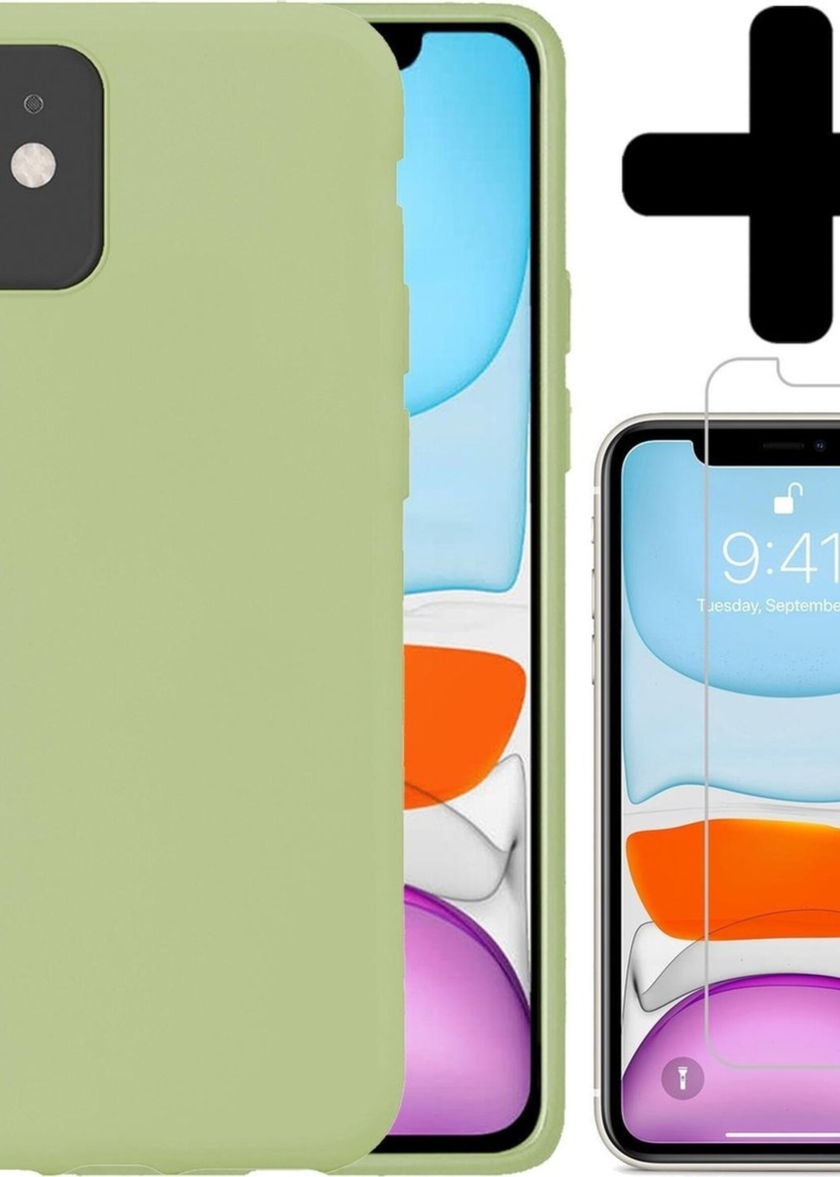 LUQ LUQ iPhone 11 Hoesje Siliconen Case Met Screenprotector - Groen