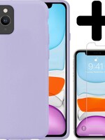 LUQ LUQ iPhone 11 Pro Hoesje Siliconen Case Met Screenprotector - Lila
