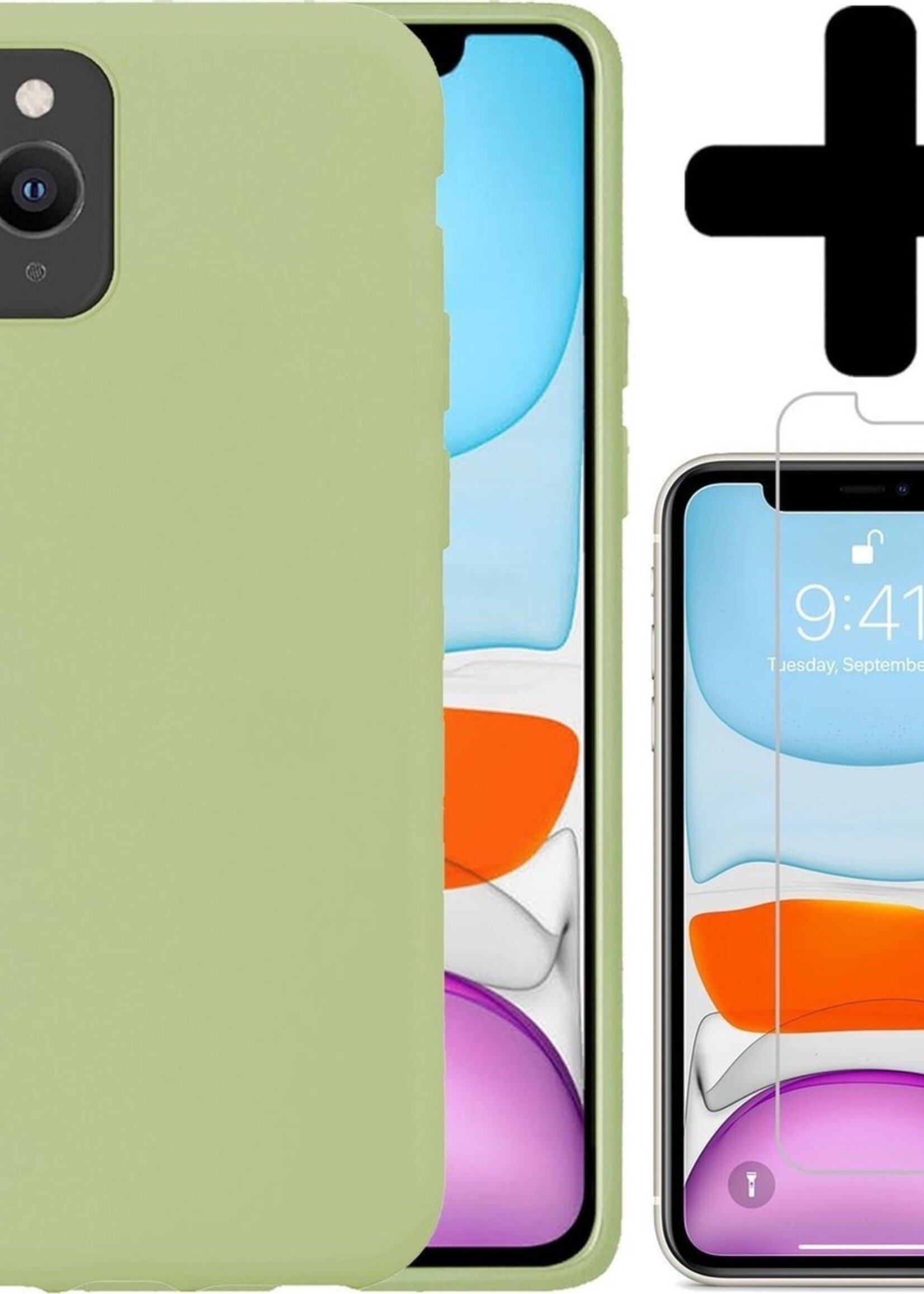 LUQ LUQ iPhone 11 Pro Max Hoesje Siliconen Case Met Screenprotector - Groen