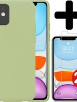 LUQ LUQ iPhone 11 Hoesje Siliconen Case Met 2x Screenprotector - Groen