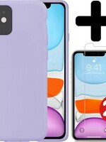 LUQ LUQ iPhone 11 Hoesje Siliconen Case Met 2x Screenprotector - Lila