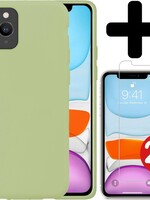 LUQ LUQ iPhone 11 Pro Max Hoesje Siliconen Case Met 2x Screenprotector - Groen