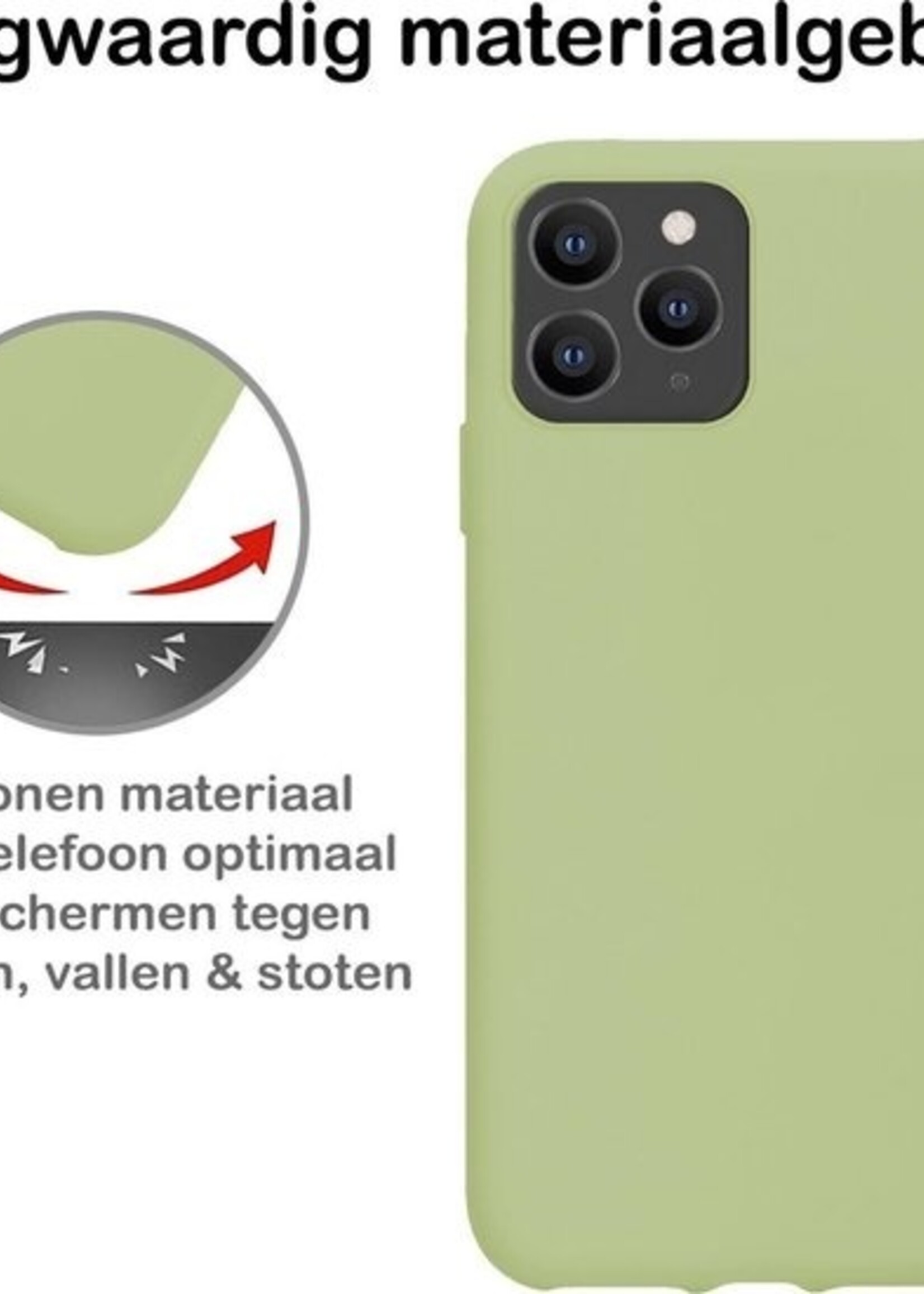 LUQ LUQ iPhone 11 Pro Max Hoesje Siliconen Case Met 2x Screenprotector - Groen
