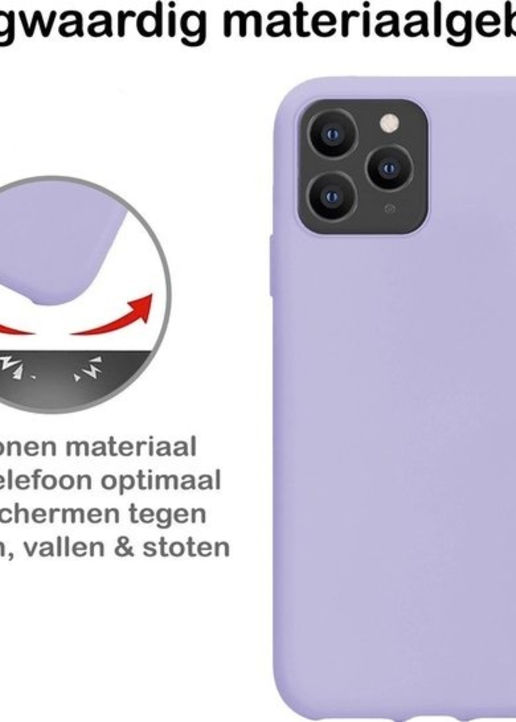 LUQ LUQ iPhone 11 Pro Max Hoesje Siliconen Case Met 2x Screenprotector - Lila