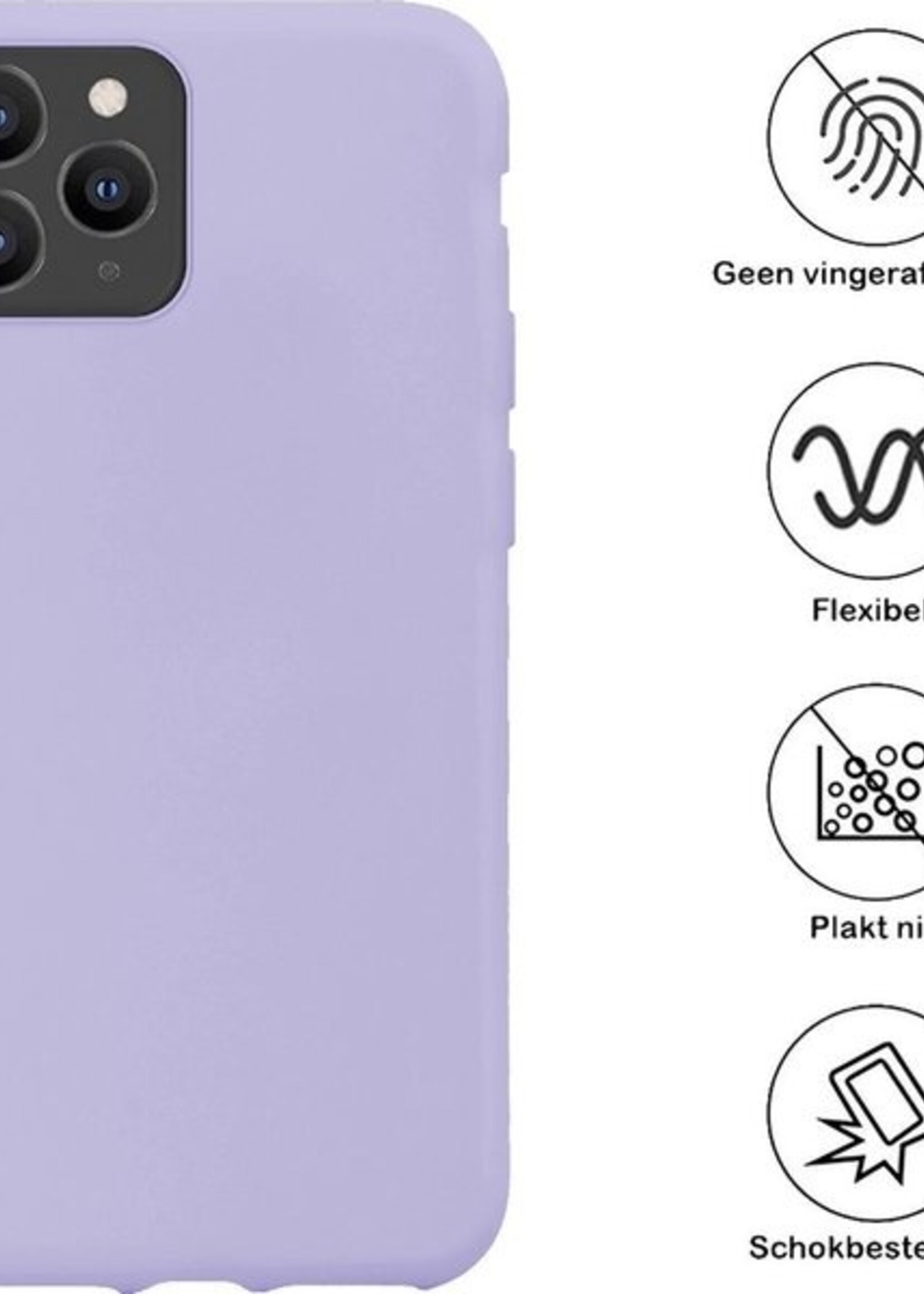 LUQ LUQ iPhone 11 Pro Max Hoesje Siliconen Case Met 2x Screenprotector - Lila