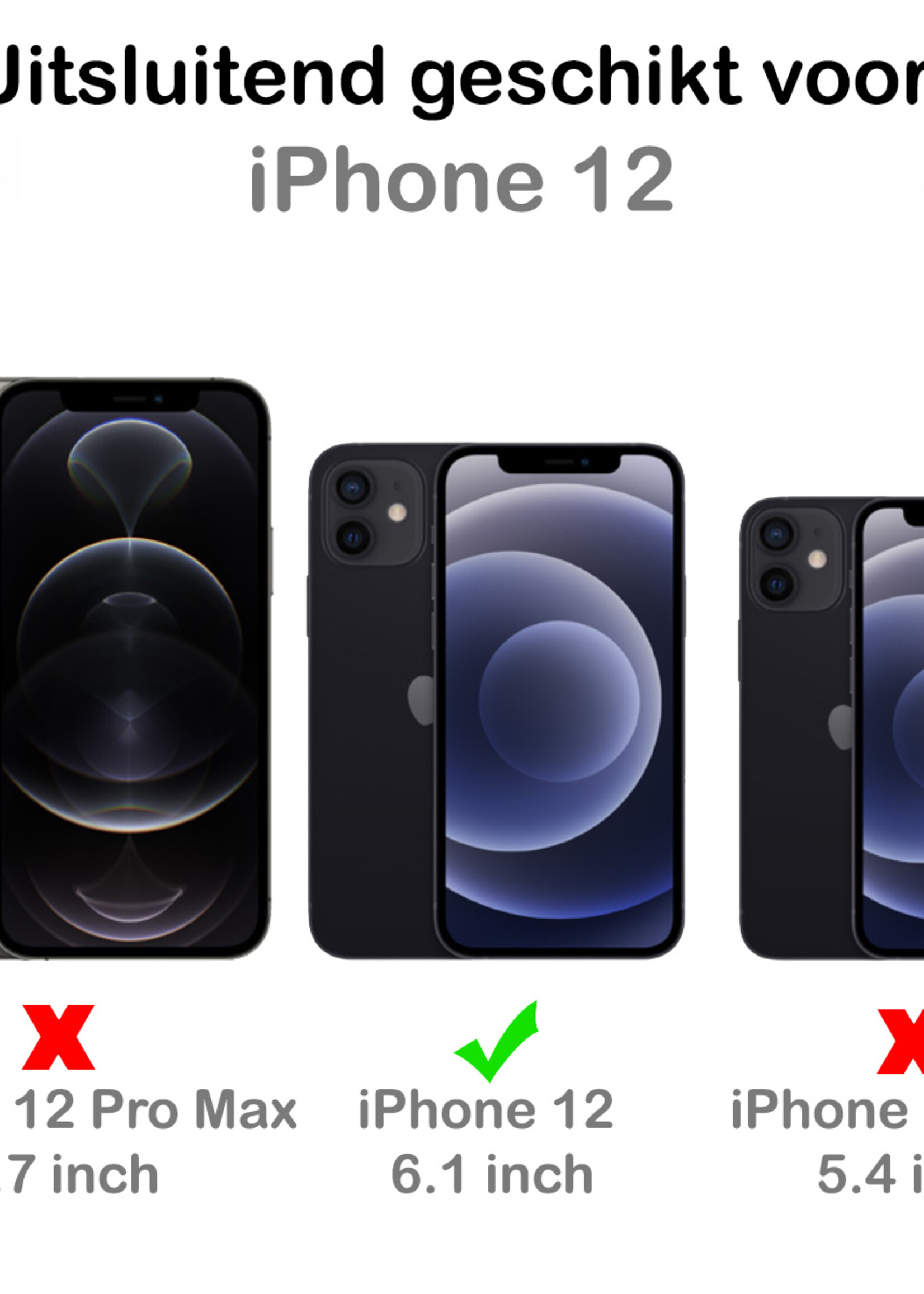 LUQ LUQ iPhone 12 Hoesje Siliconen Zwart En Screenprotector met dichte notch