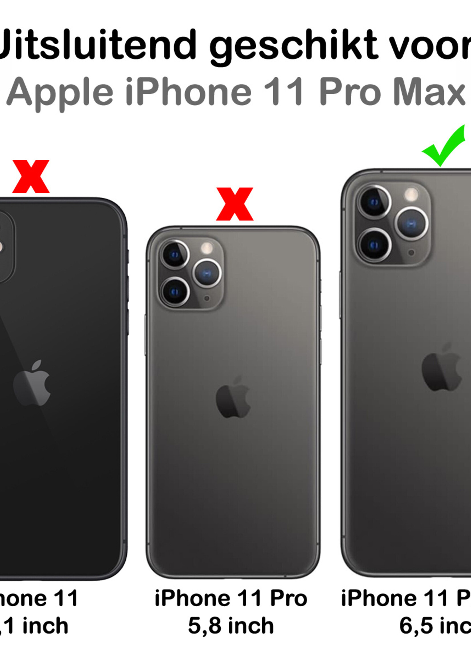 LUQ LUQ iPhone 11 Pro Max Hoesje Silicone Case Cover Zwart Met Screenprotector Gehard Glas