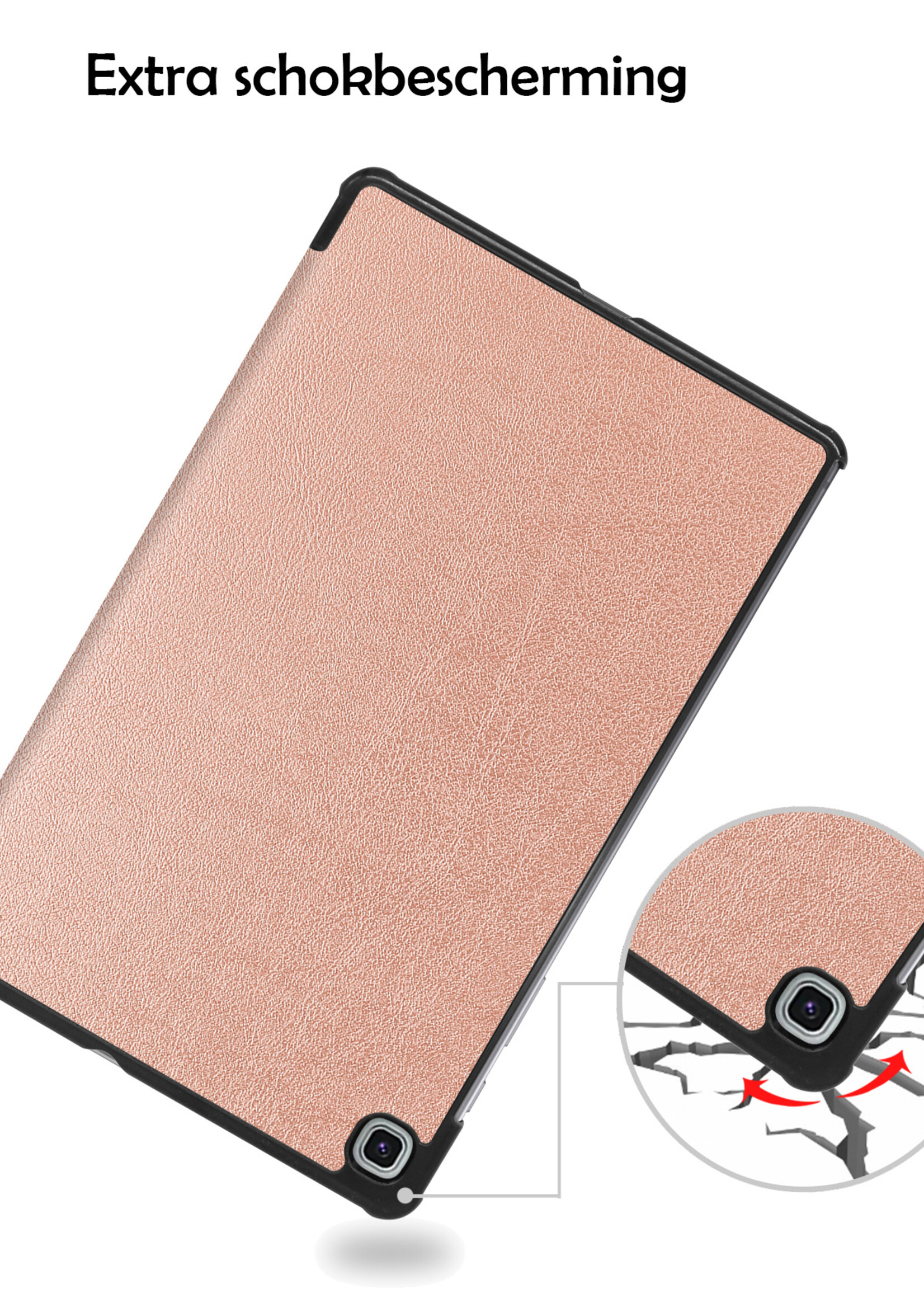 LUQ Hoes Geschikt voor Samsung Galaxy Tab S6 Lite Hoes Luxe Hoesje Book Case - Hoesje Geschikt voor Samsung Tab S6 Lite Hoes Cover - Rosé goud