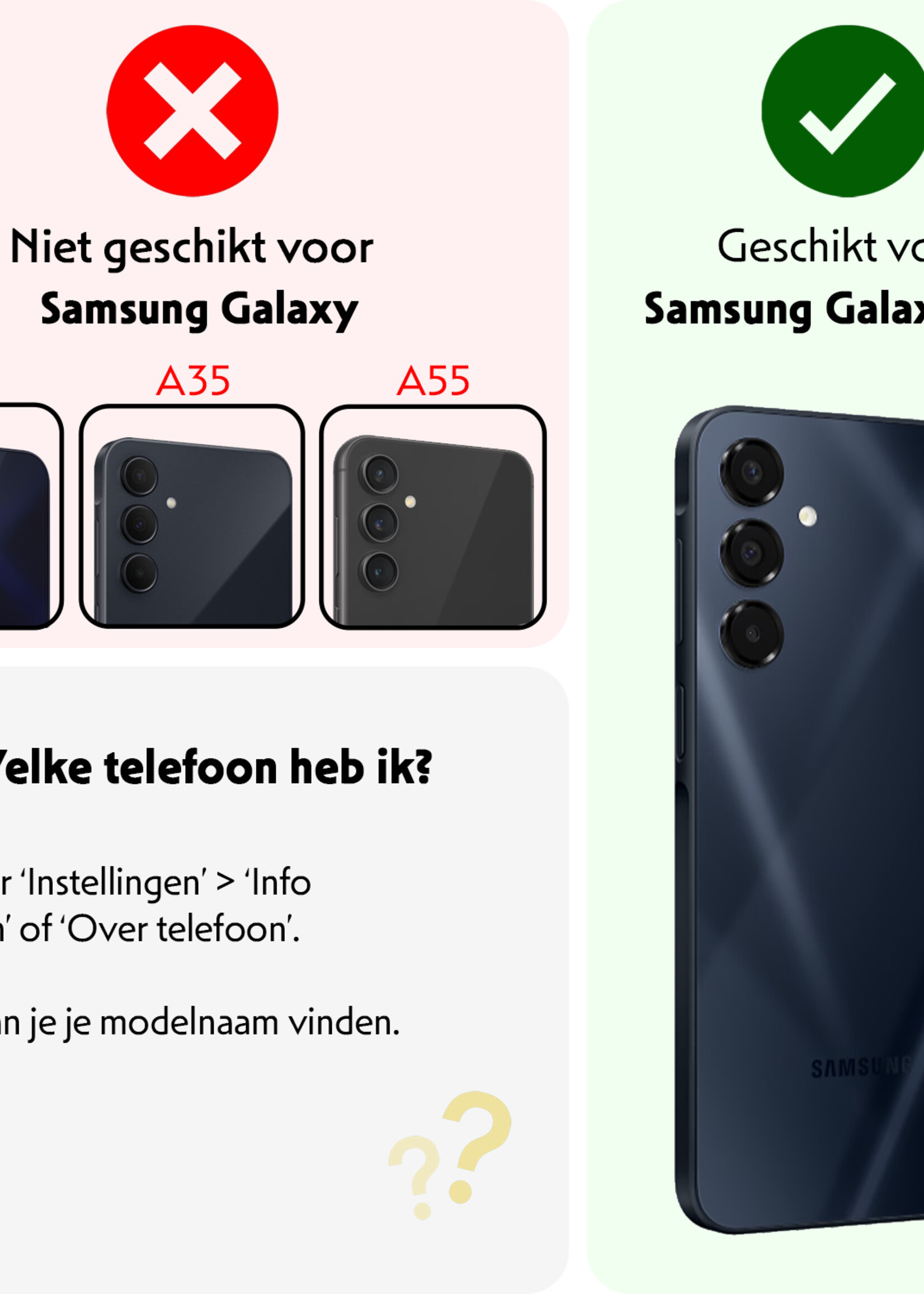 LUQ LUQ Samsung Galaxy A16 Hoesje Pashouder met Koord Met Screenprotector