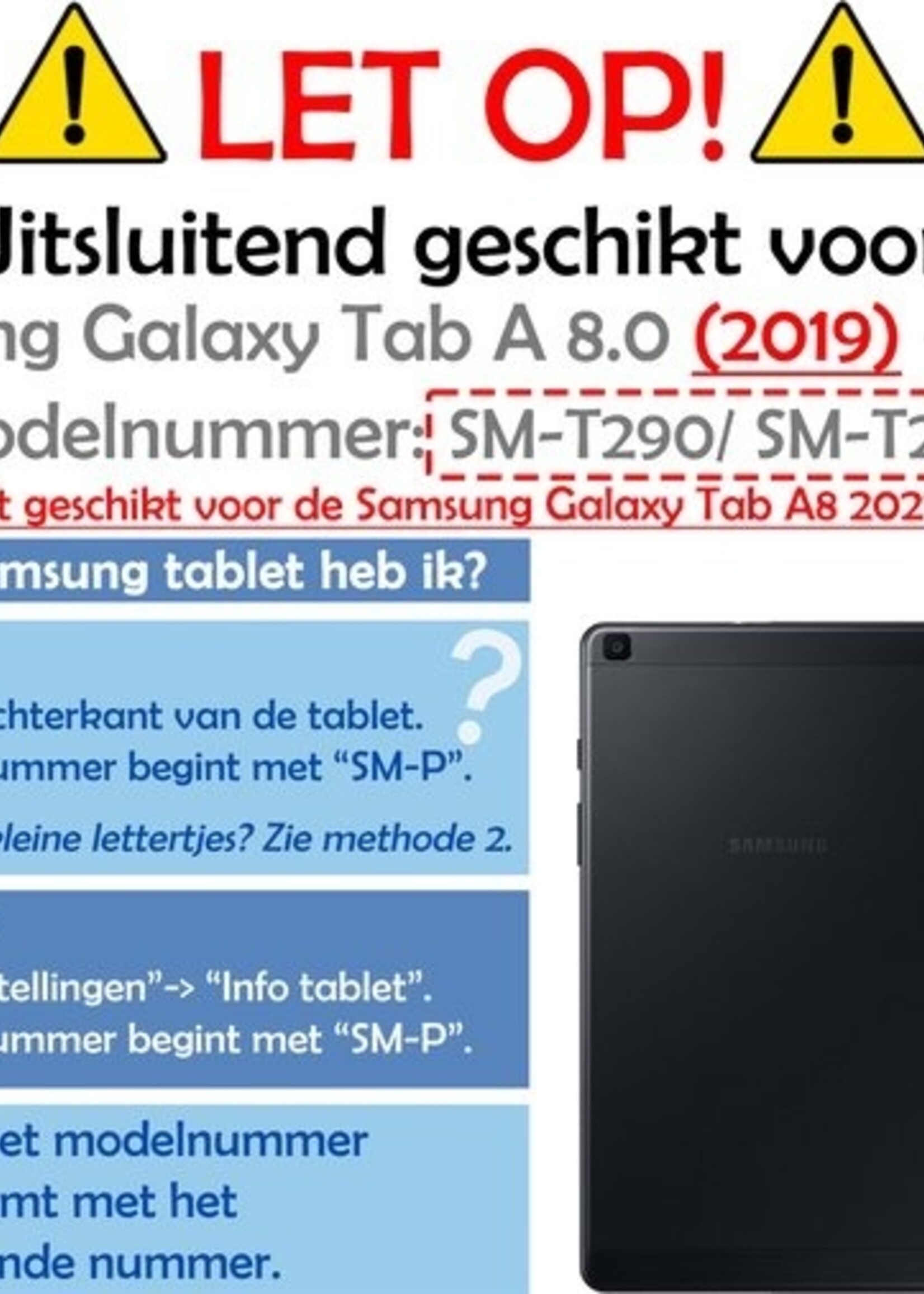 LUQ LUQ Samsung Galaxy Tab A 8.0 2019 (SM-T290 / SM-T295) Kinderhoes Met Screenprotector - Rood
