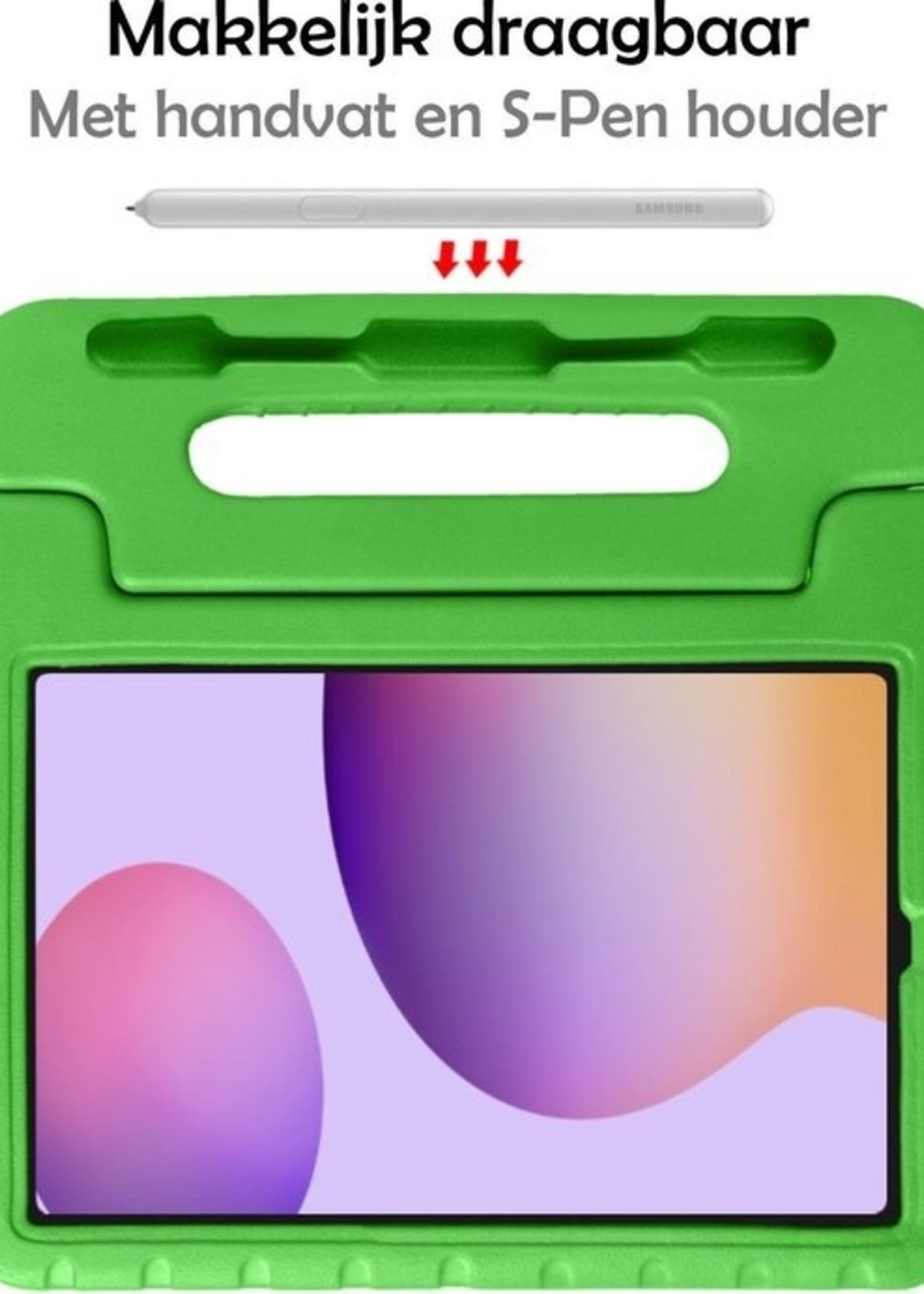 LUQ LUQ Samsung Galaxy Tab S6 Lite Kinderhoes Met Screenprotector - Groen