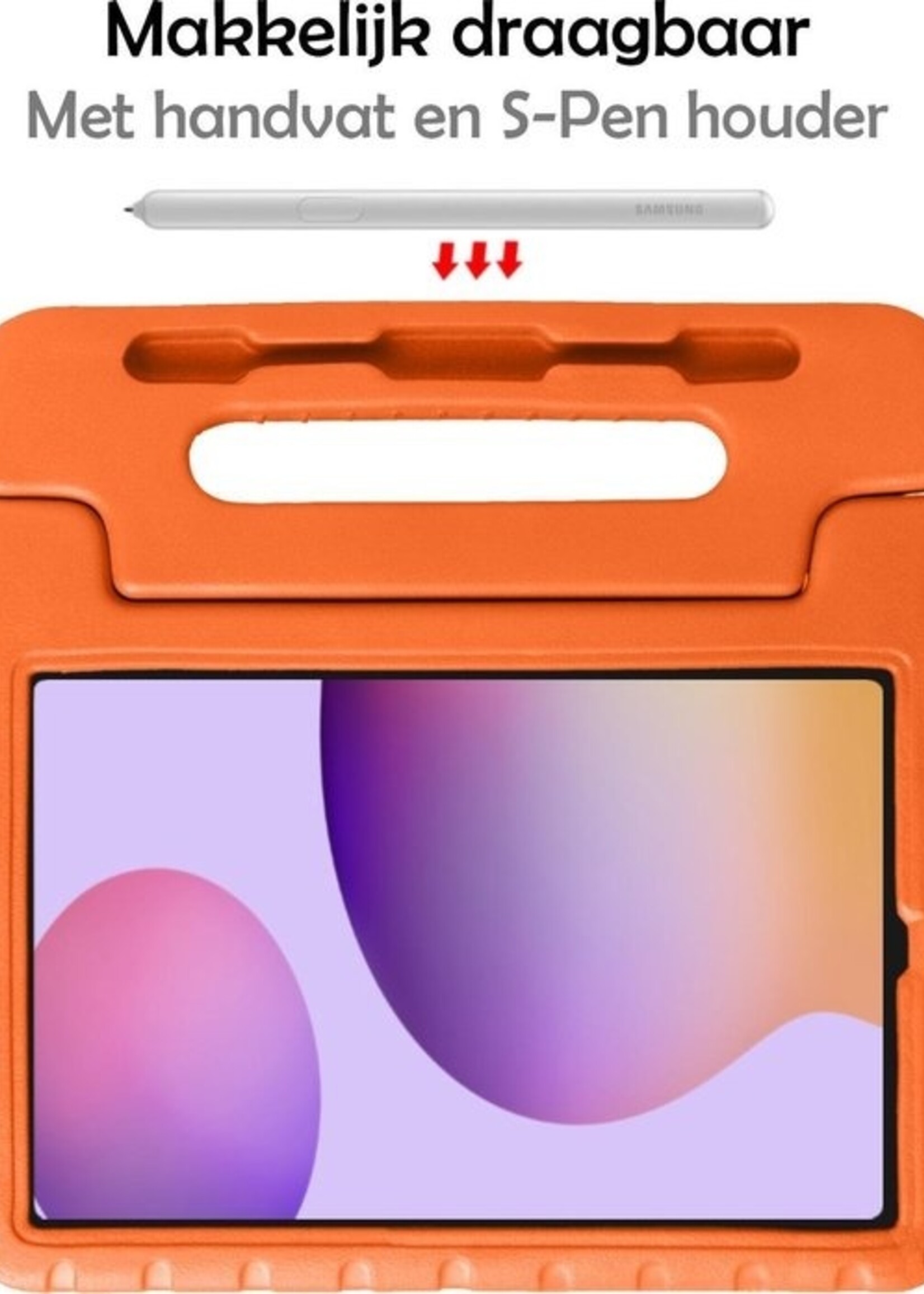 LUQ LUQ Samsung Galaxy Tab S6 Lite Kinderhoes Met Screenprotector - Oranje