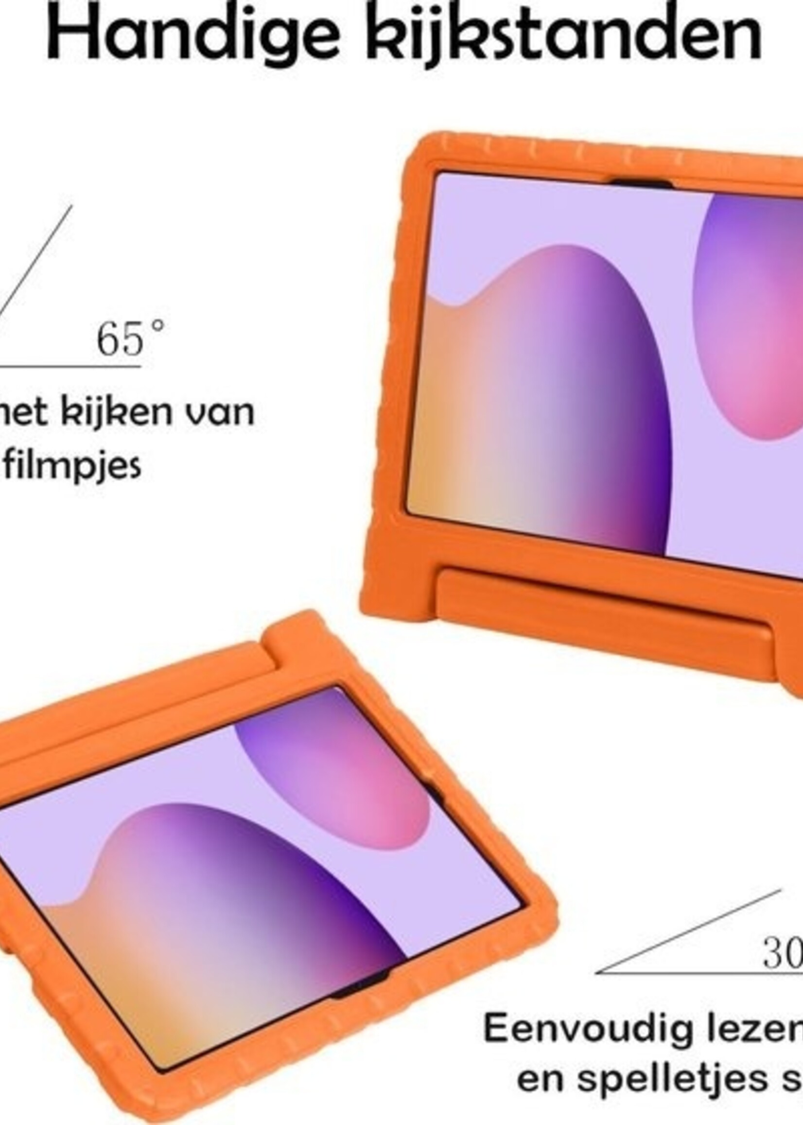 LUQ LUQ Samsung Galaxy Tab S6 Lite Kinderhoes Met Screenprotector - Oranje