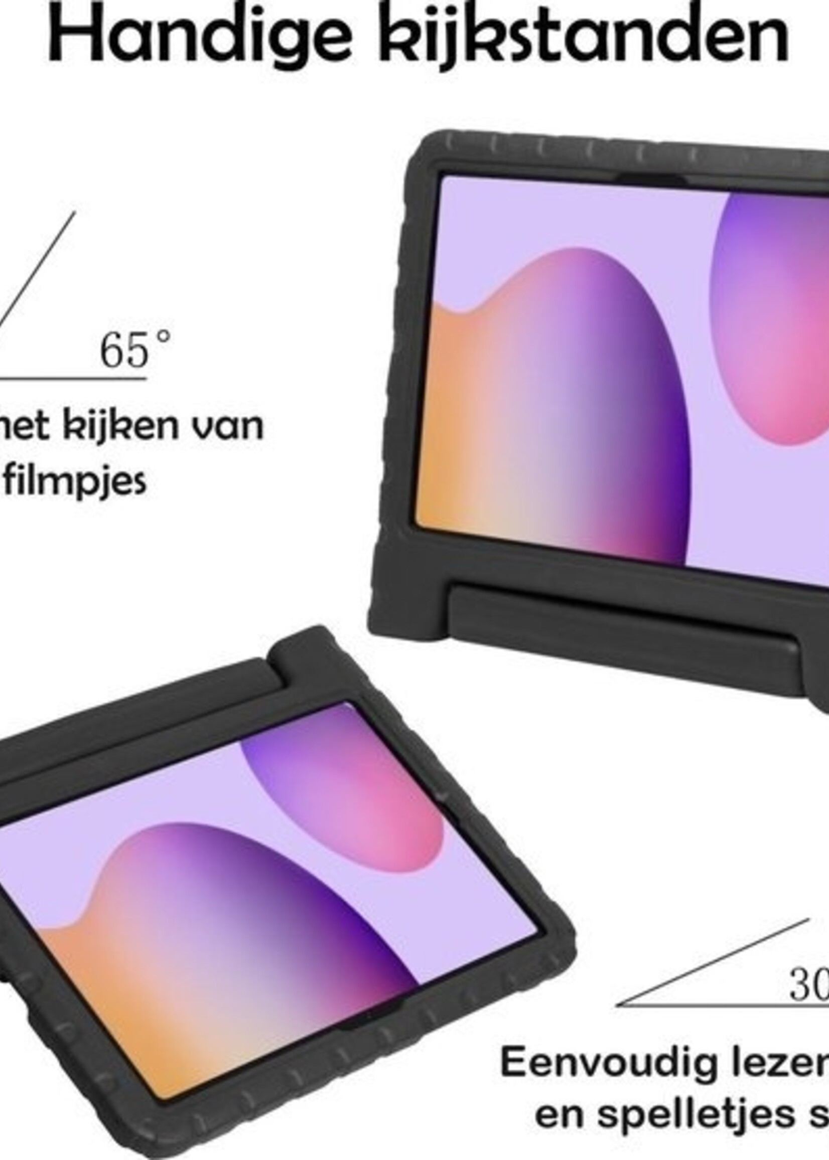 LUQ LUQ Samsung Galaxy Tab S6 Lite Kinderhoes Met Screenprotector - Zwart