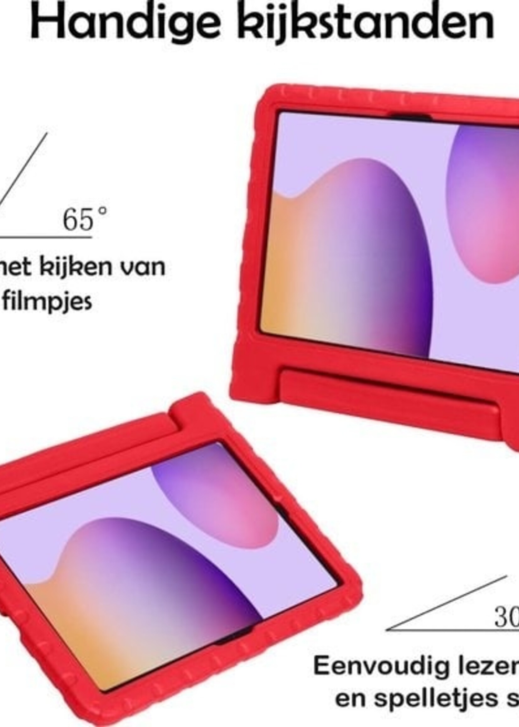 LUQ LUQ Samsung Galaxy Tab S6 Lite Kinderhoes Met 2x Screenprotector - Rood