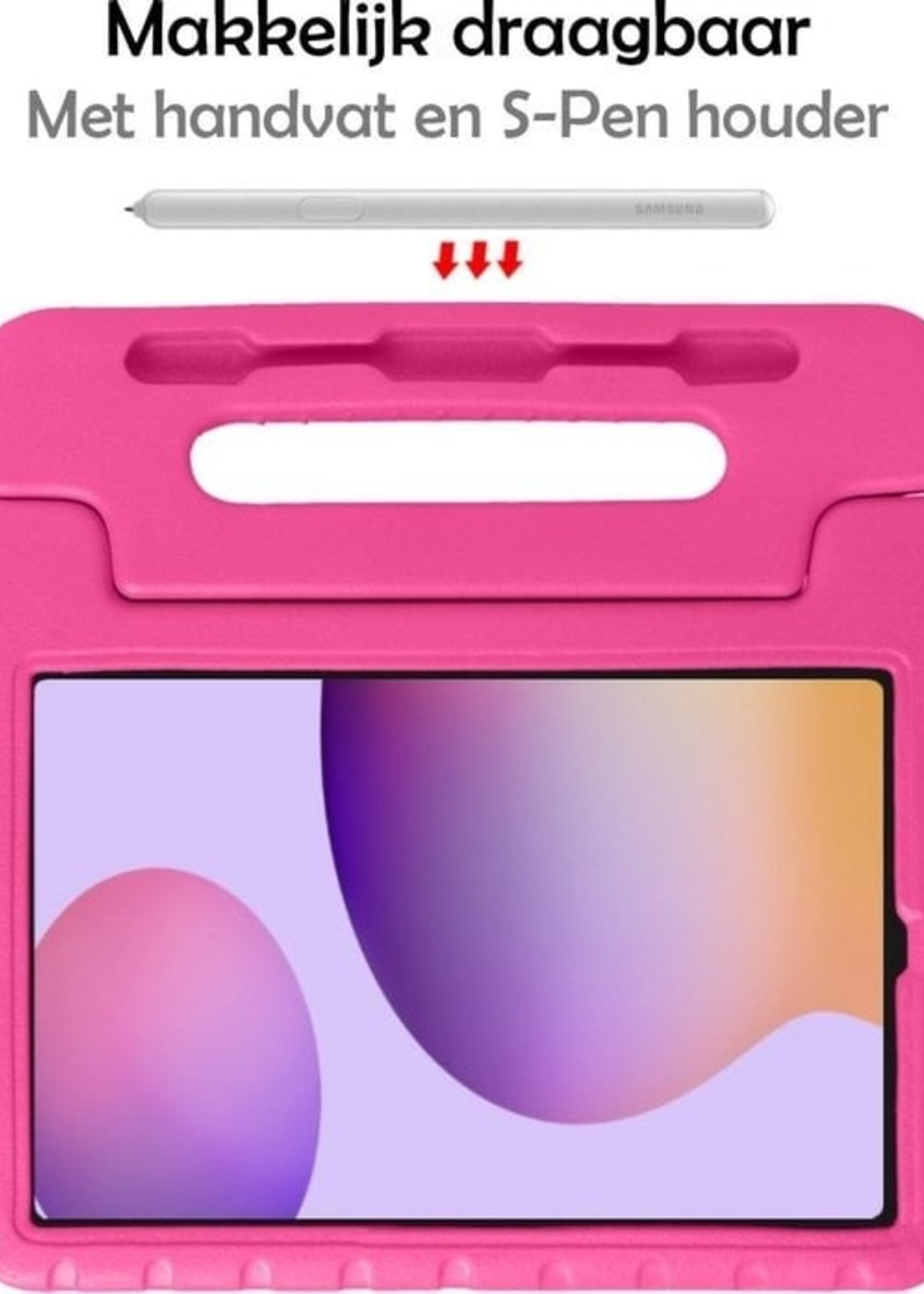 LUQ LUQ Samsung Galaxy Tab S6 Lite Kinderhoes Met 2x Screenprotector - Roze