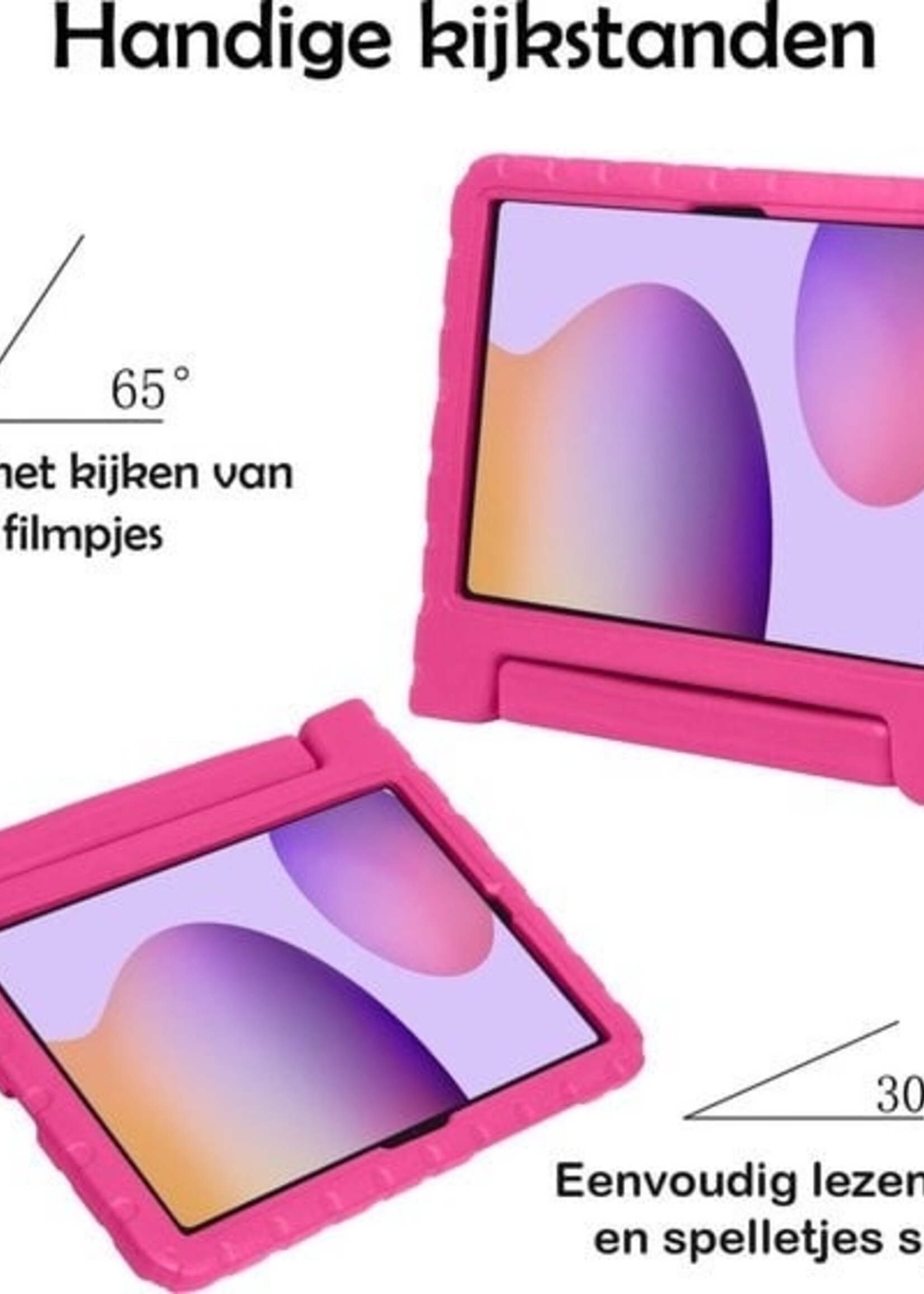 LUQ LUQ Samsung Galaxy Tab S6 Lite Kinderhoes Met 2x Screenprotector - Roze