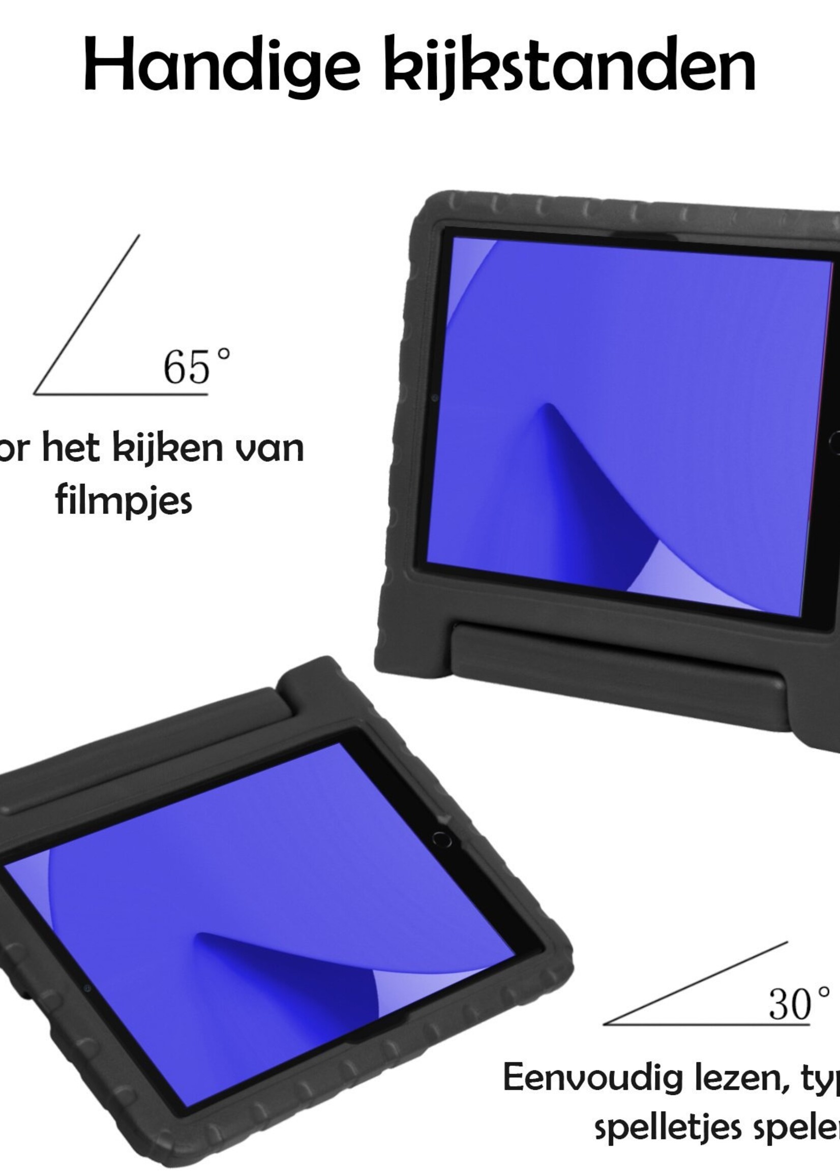 LUQ LUQ iPad 10.2 2019/2020 Kinderhoes Met 2x Screenprotector - Zwart