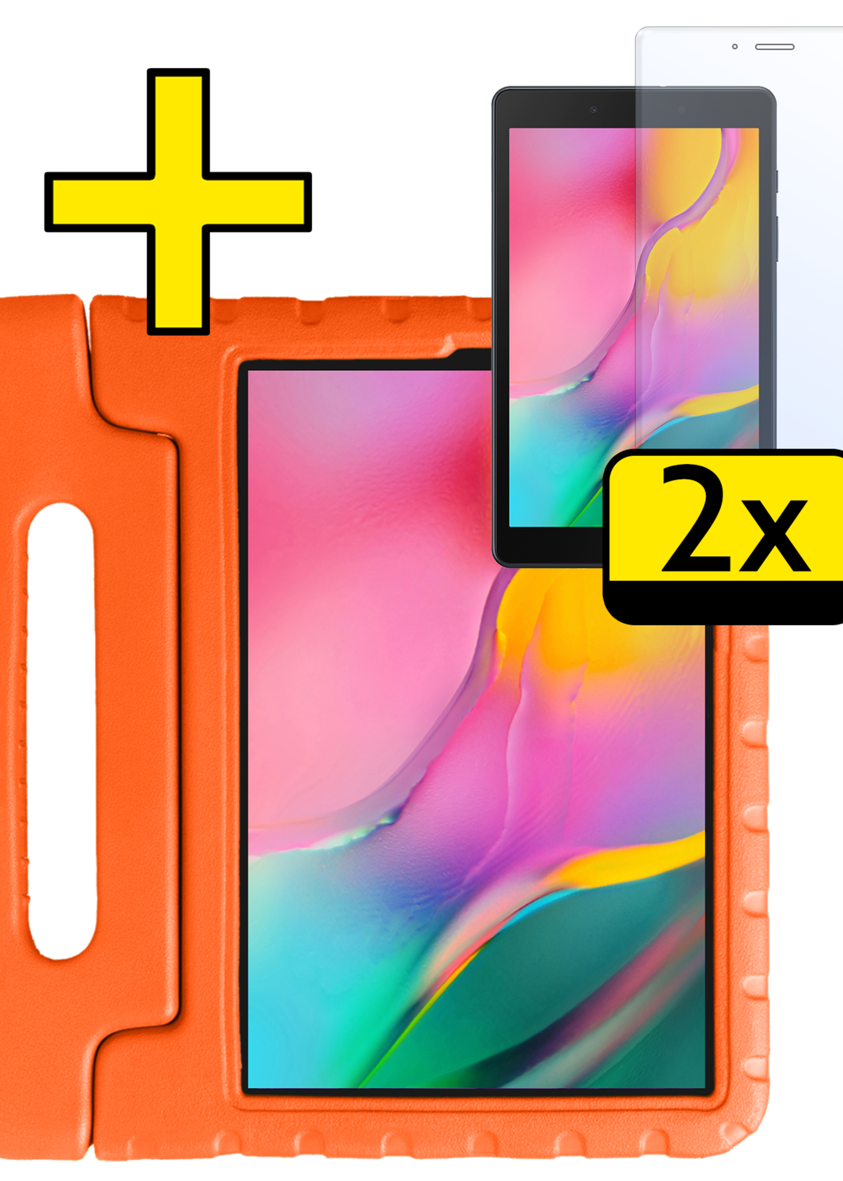 LUQ LUQ Samsung Galaxy Tab A 8.0 2019 (SM-T290 / SM-T295) Kinderhoes Met 2x Screenprotector - Oranje