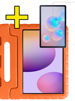 LUQ LUQ Samsung Galaxy Tab S6 Lite Kinderhoes Met Screenprotector - Oranje