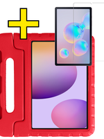 LUQ LUQ Samsung Galaxy Tab S6 Lite Kinderhoes Met Screenprotector - Rood