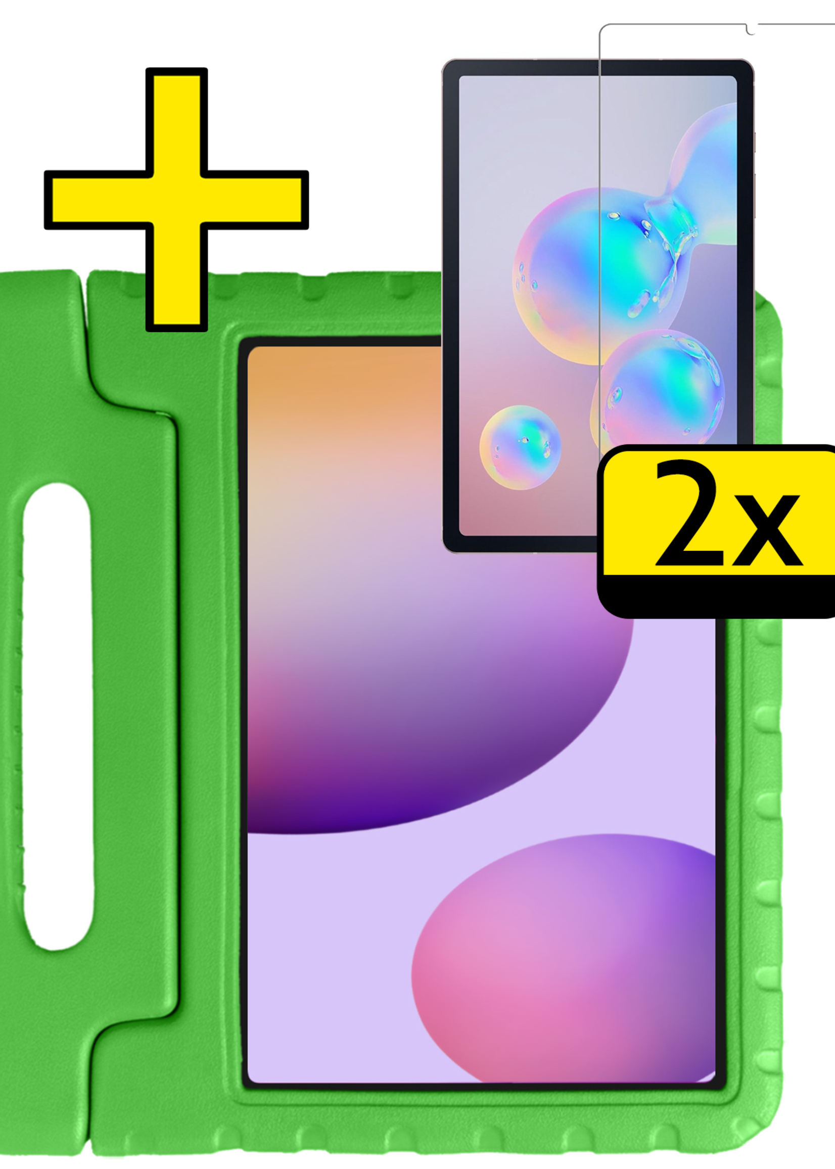 LUQ LUQ Samsung Galaxy Tab S6 Lite Kinderhoes Met 2x Screenprotector - Groen