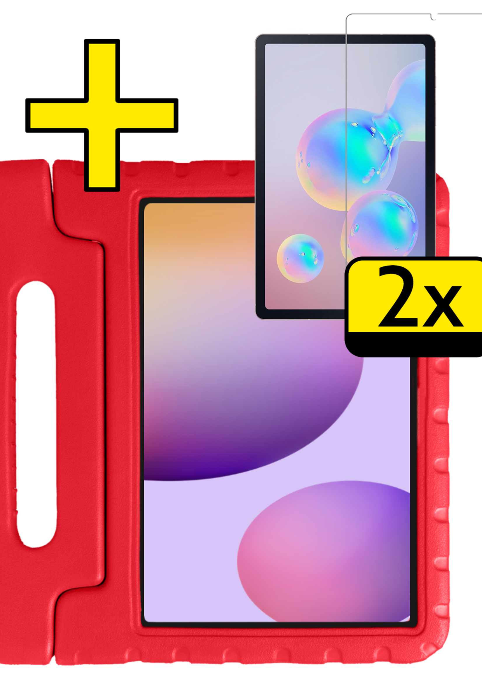 LUQ LUQ Samsung Galaxy Tab S6 Lite Kinderhoes Met 2x Screenprotector - Rood