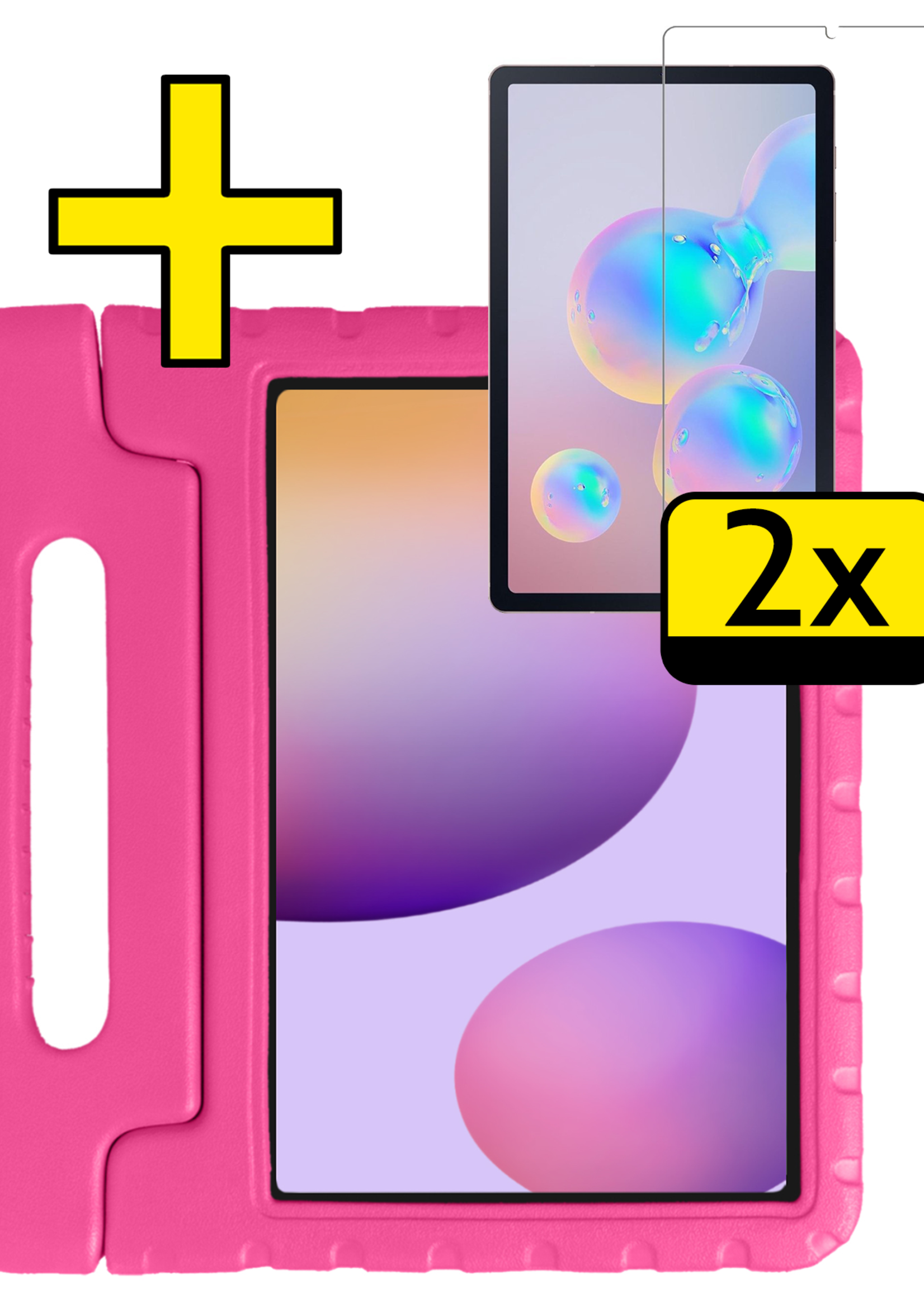 LUQ LUQ Samsung Galaxy Tab S6 Lite Kinderhoes Met 2x Screenprotector - Roze