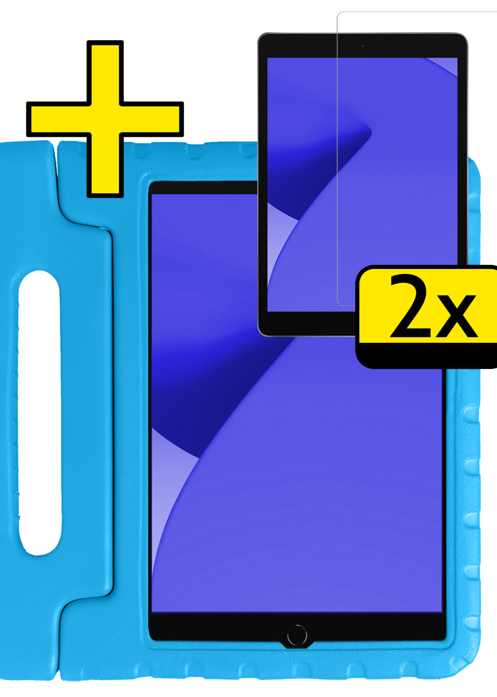 LUQ LUQ iPad 10.2 2019/2020 Kinderhoes Met 2x Screenprotector - Blauw