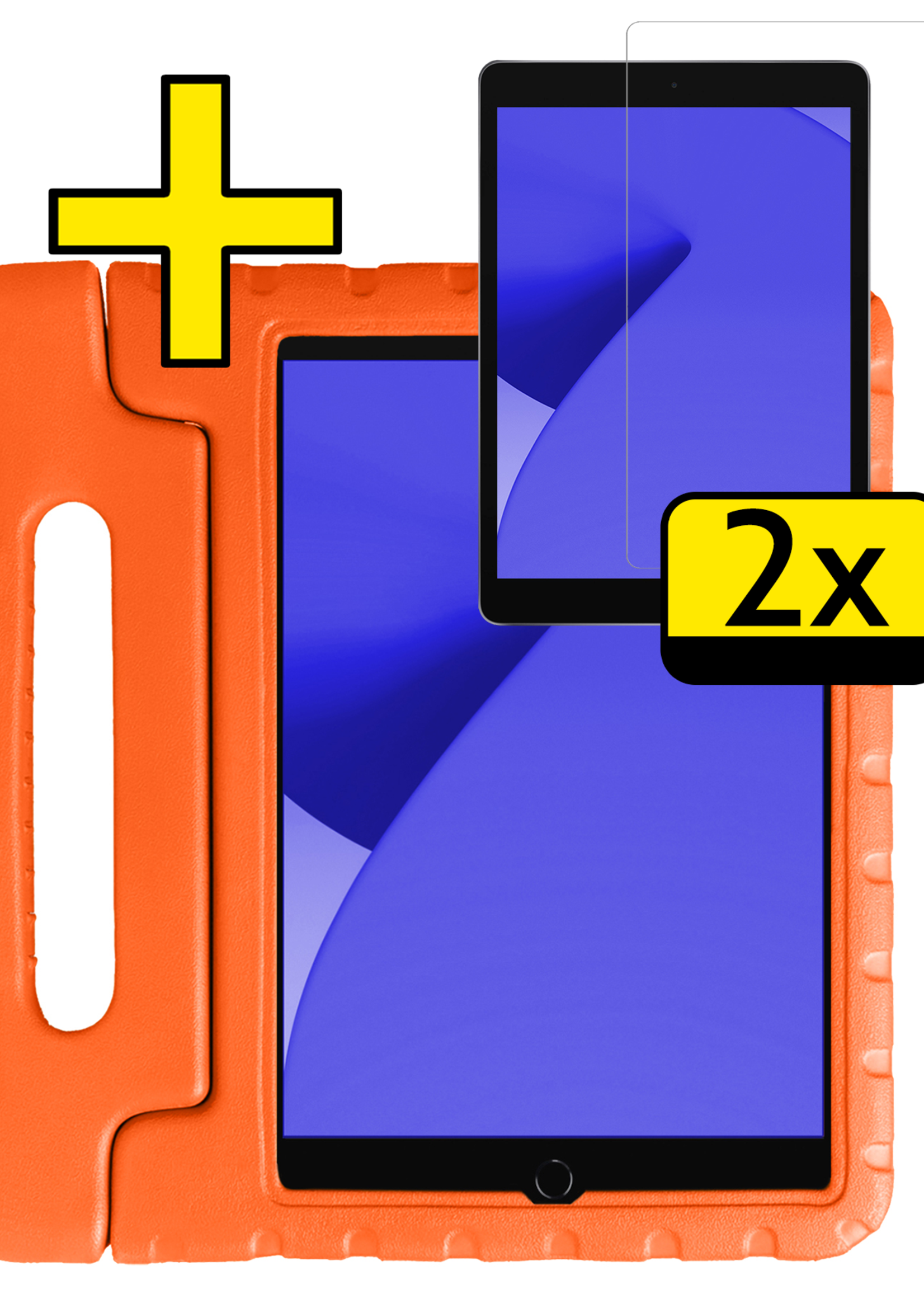 LUQ LUQ iPad 10.2 2019/2020 Kinderhoes Met 2x Screenprotector - Oranje