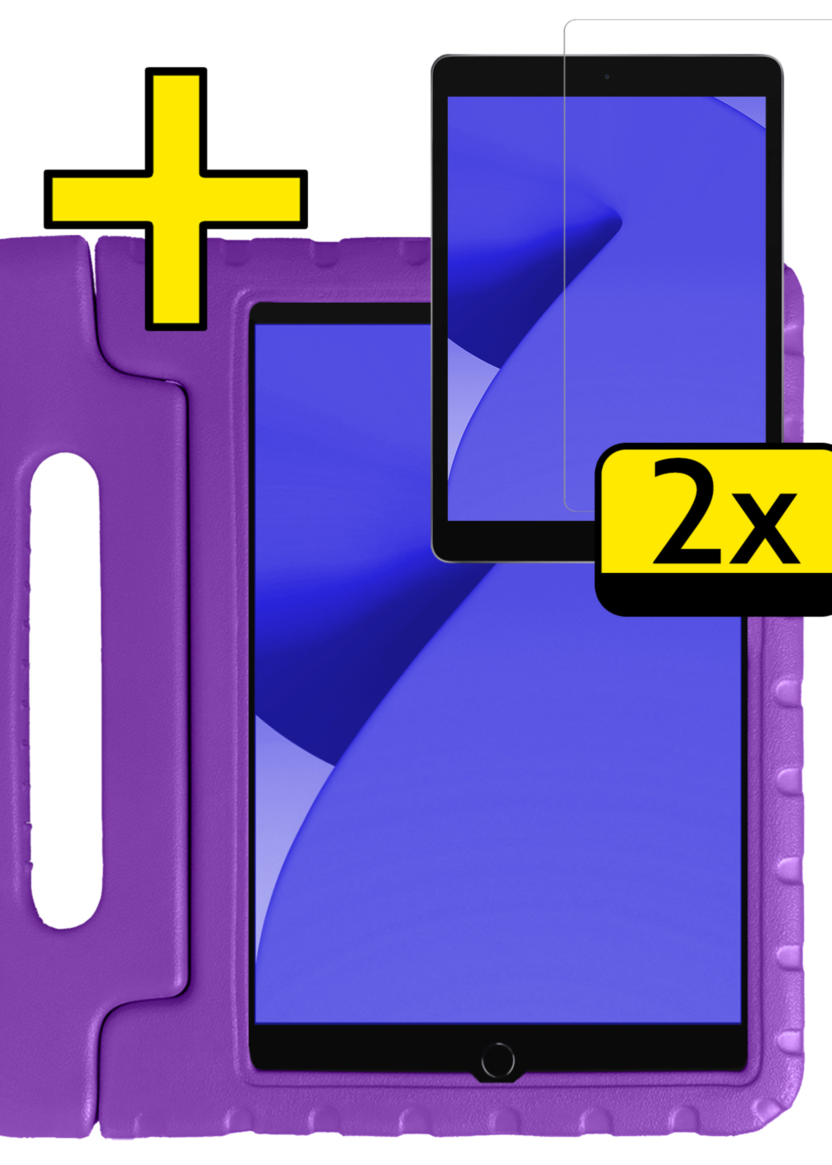 LUQ LUQ iPad 10.2 2019/2020 Kinderhoes Met 2x Screenprotector - Paars