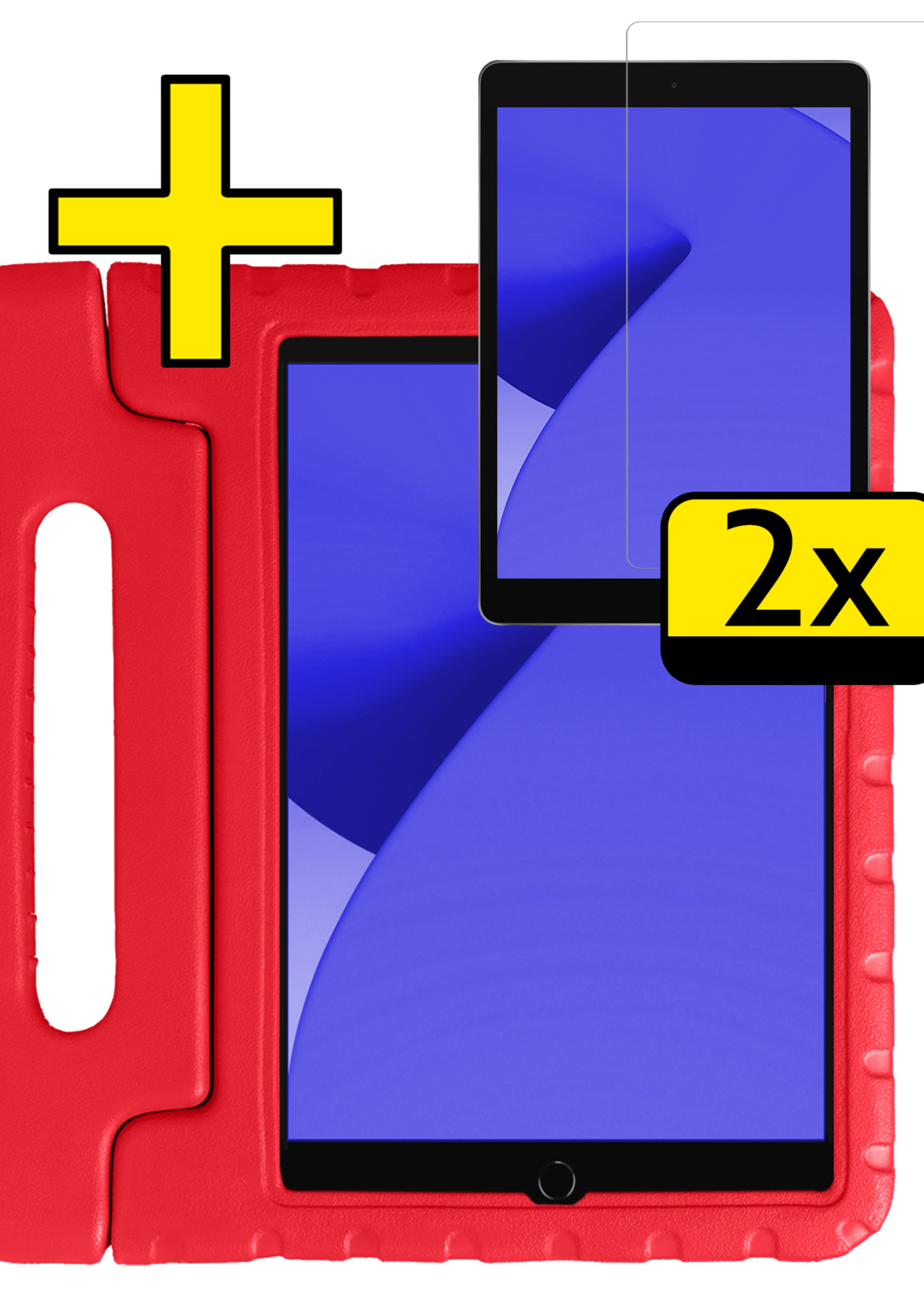 LUQ LUQ iPad 10.2 2019/2020 Kinderhoes Met 2x Screenprotector - Rood