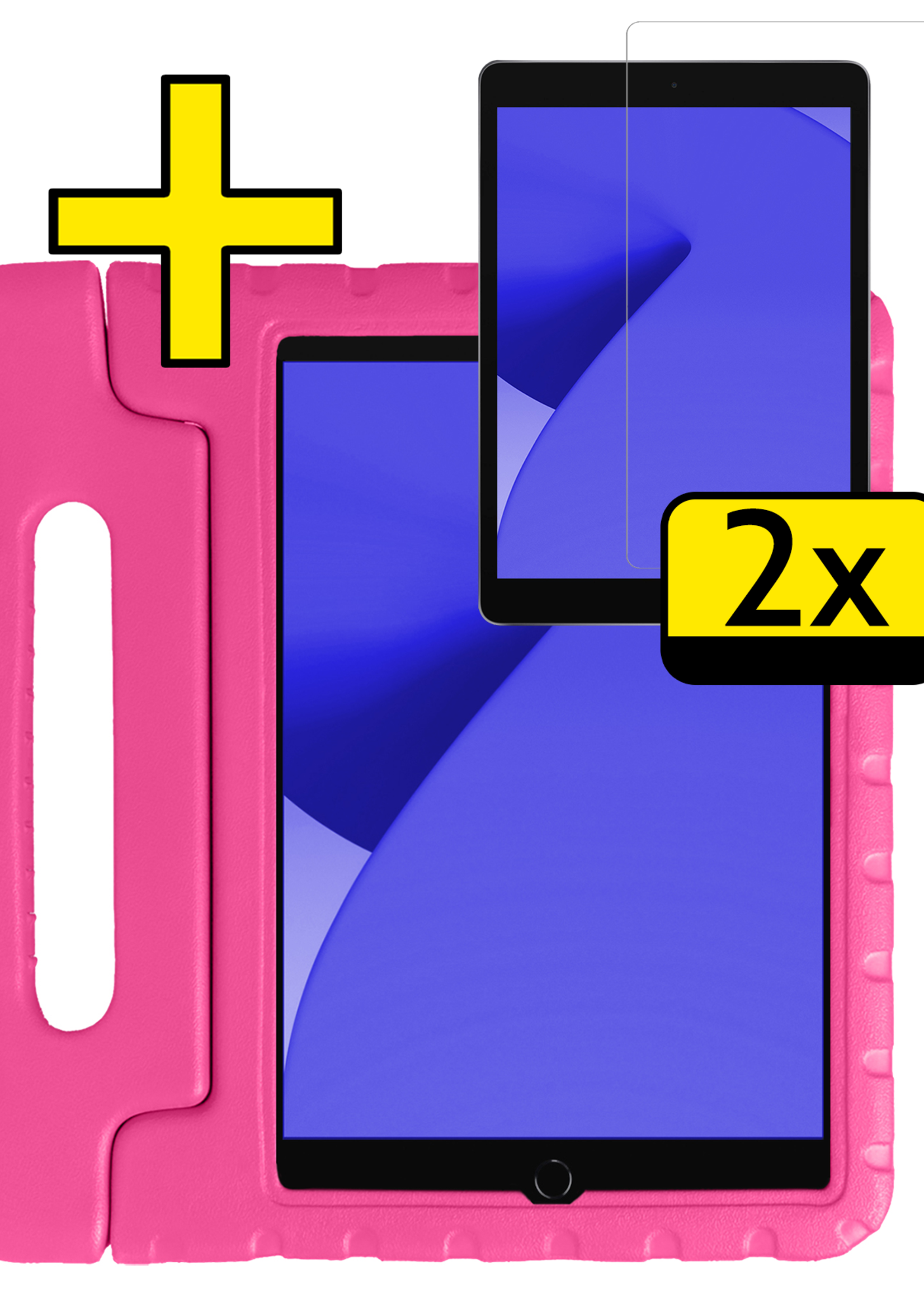 LUQ LUQ iPad 10.2 2019/2020 Kinderhoes Met 2x Screenprotector - Roze