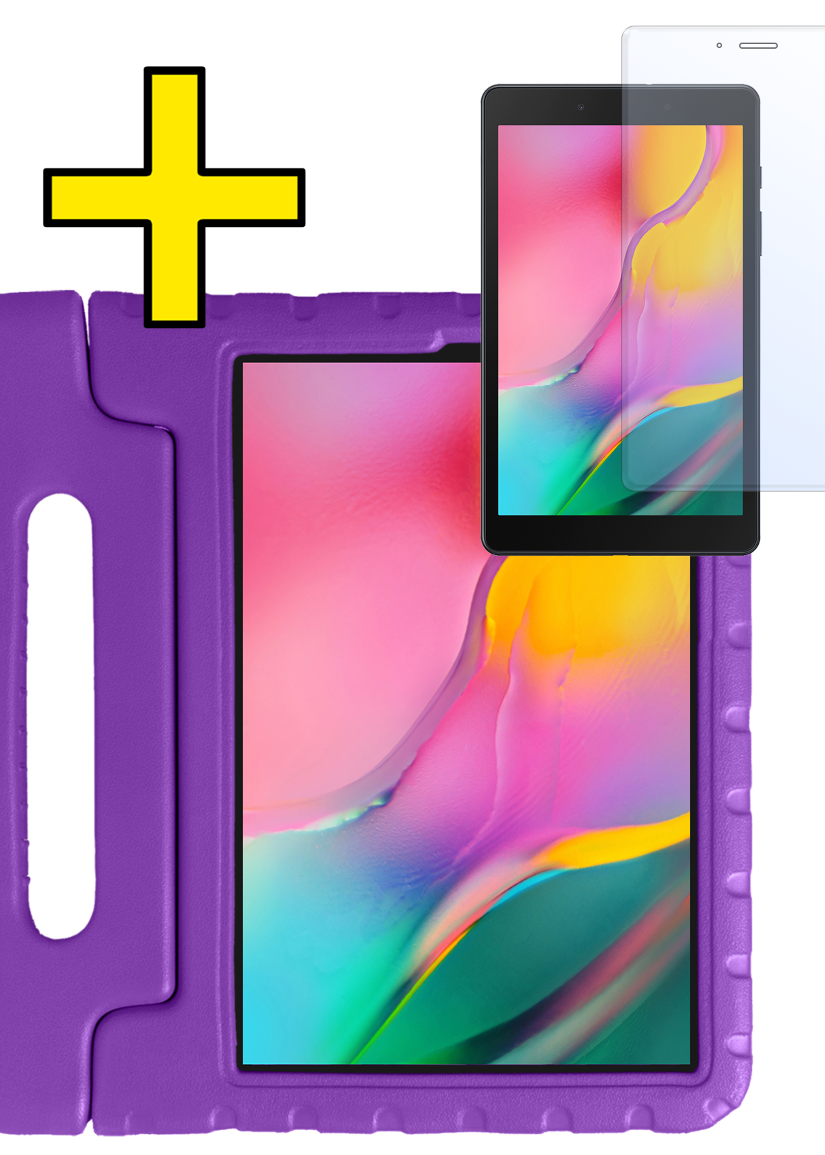 LUQ LUQ Samsung Galaxy Tab A 8.0 2019 (SM-T290 / SM-T295) Kinderhoes Met Screenprotector - Paars