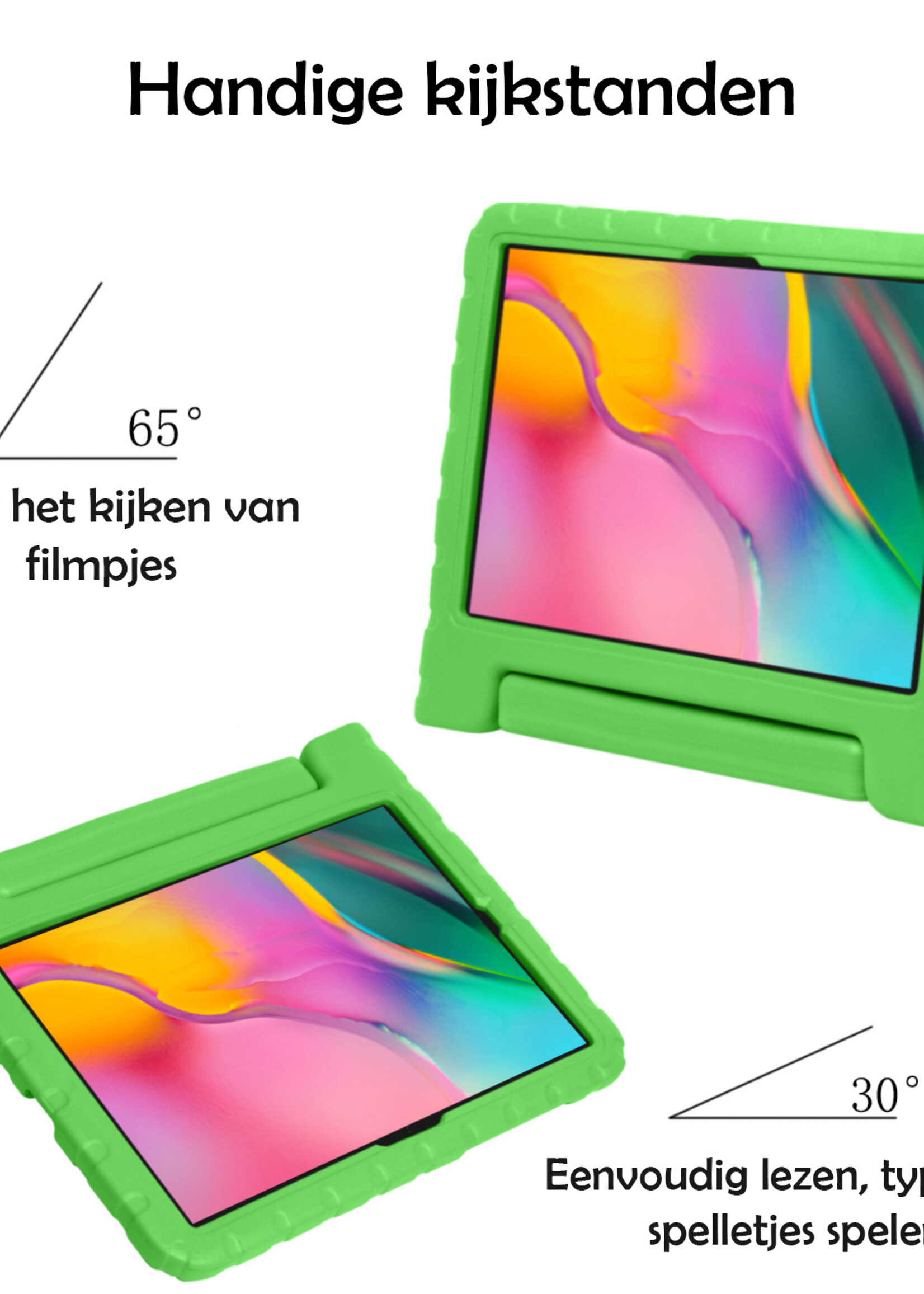 LUQ LUQ Samsung Galaxy Tab A 8.0 2019 (SM-T290 / SM-T295) Kinderhoes Met 2x Screenprotector - Groen