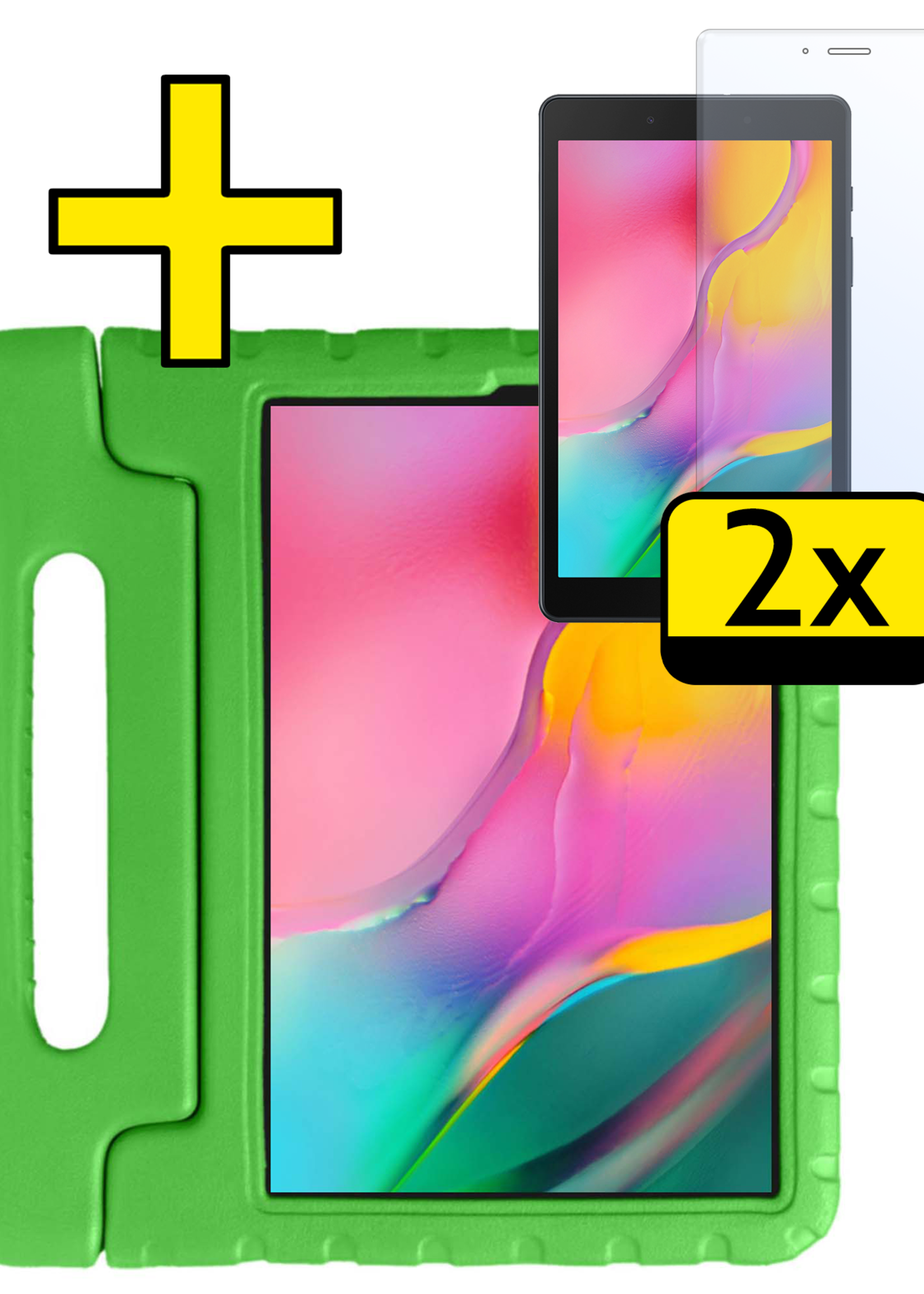 LUQ LUQ Samsung Galaxy Tab A 8.0 2019 (SM-T290 / SM-T295) Kinderhoes Met 2x Screenprotector - Groen