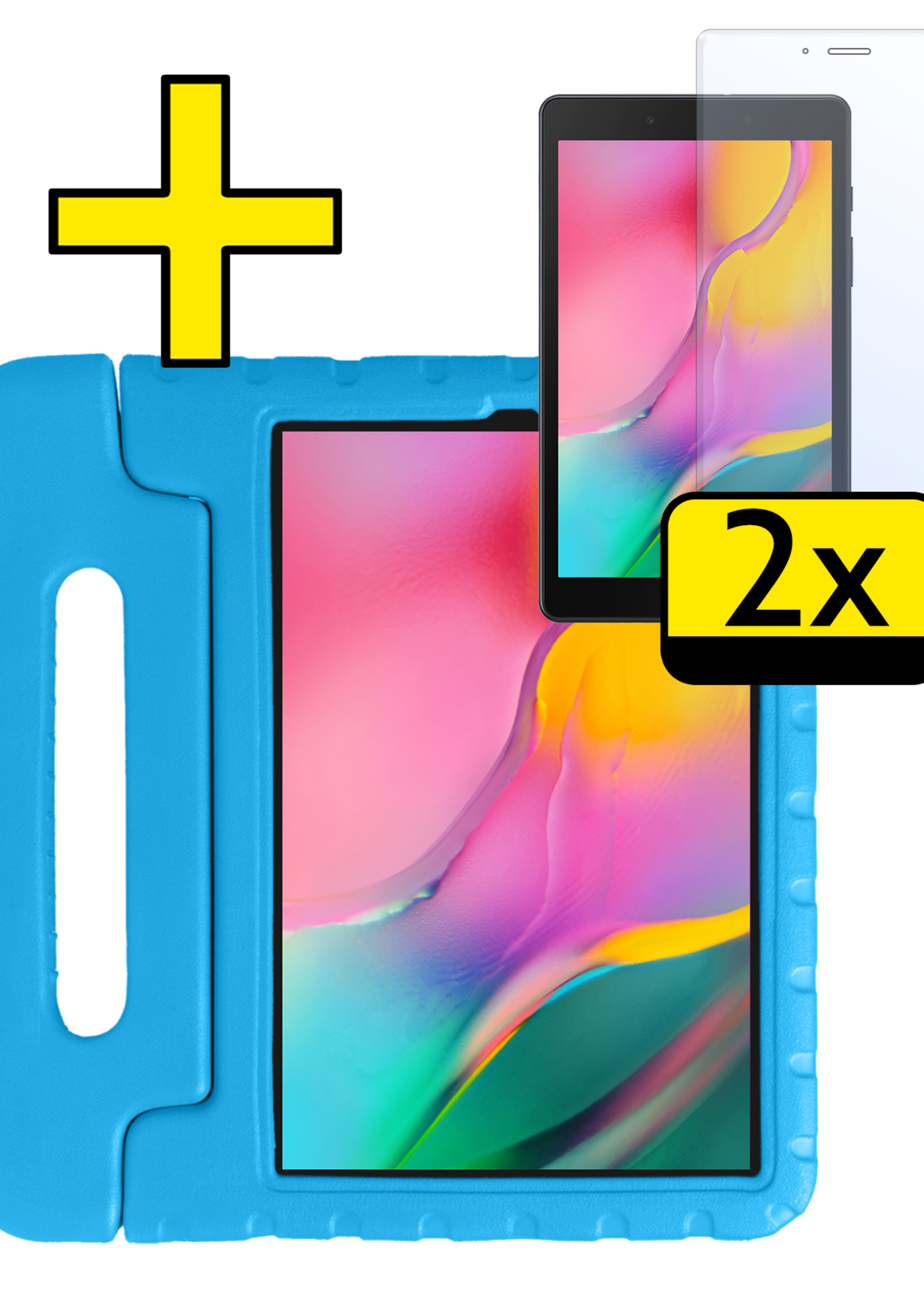 LUQ LUQ Samsung Galaxy Tab A 8.0 2019 (SM-T290 / SM-T295) Kinderhoes Met 2x Screenprotector - Blauw