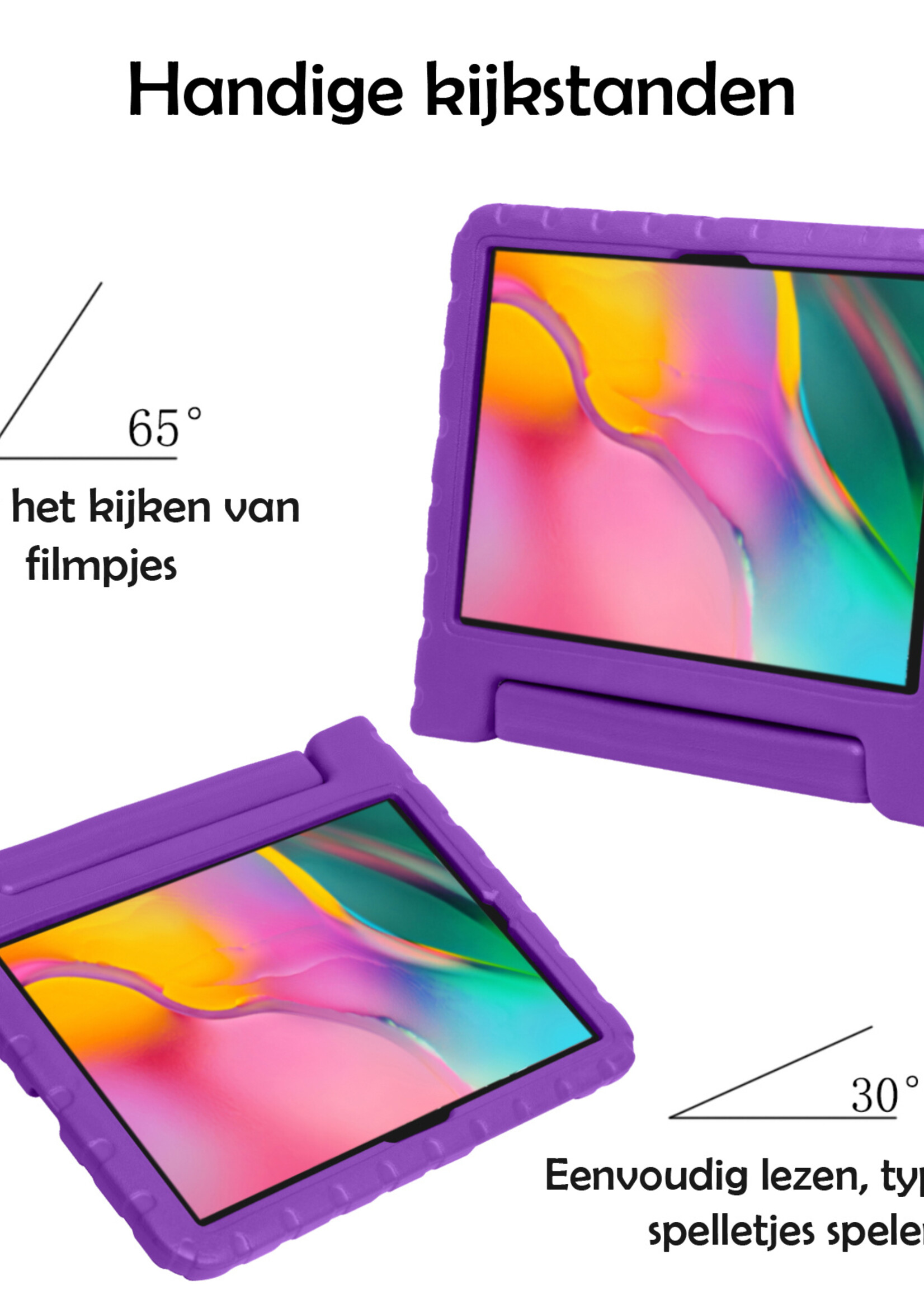 LUQ LUQ Samsung Galaxy Tab A 8.0 2019 (SM-T290 / SM-T295) Kinderhoes Met 2x Screenprotector - Paars